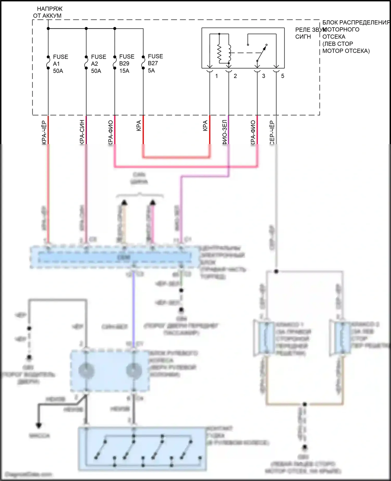 S60 Volvo II рестайлинг (2013-2018): Электросхема клаксона 