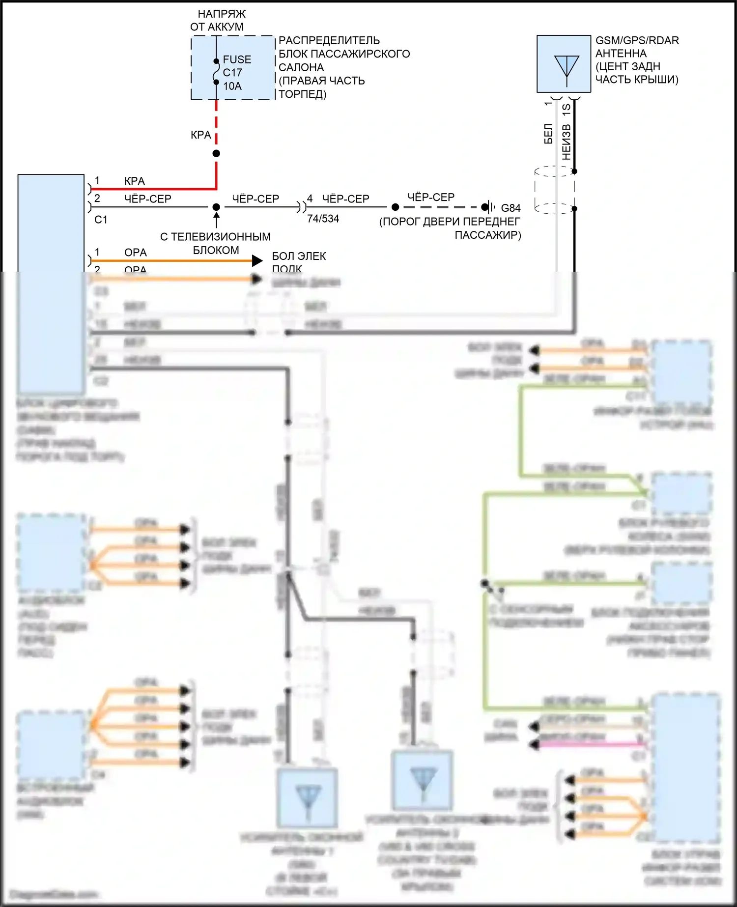 S60 Volvo II рестайлинг (2013-2018): Электросхема цифровой магнитолы 