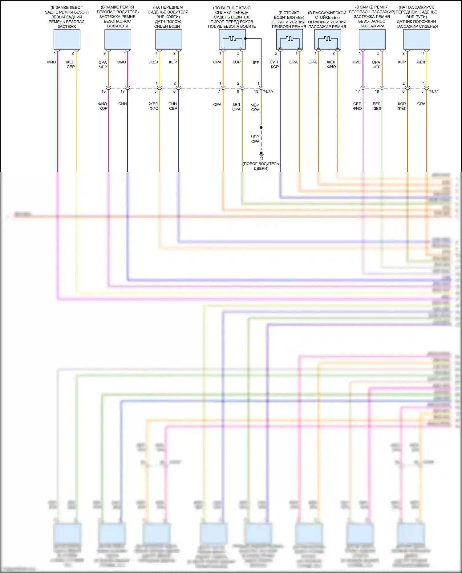 S60 Volvo II рестайлинг (2013-2018): Электросхема подушек безопасности (2 из 3) 
