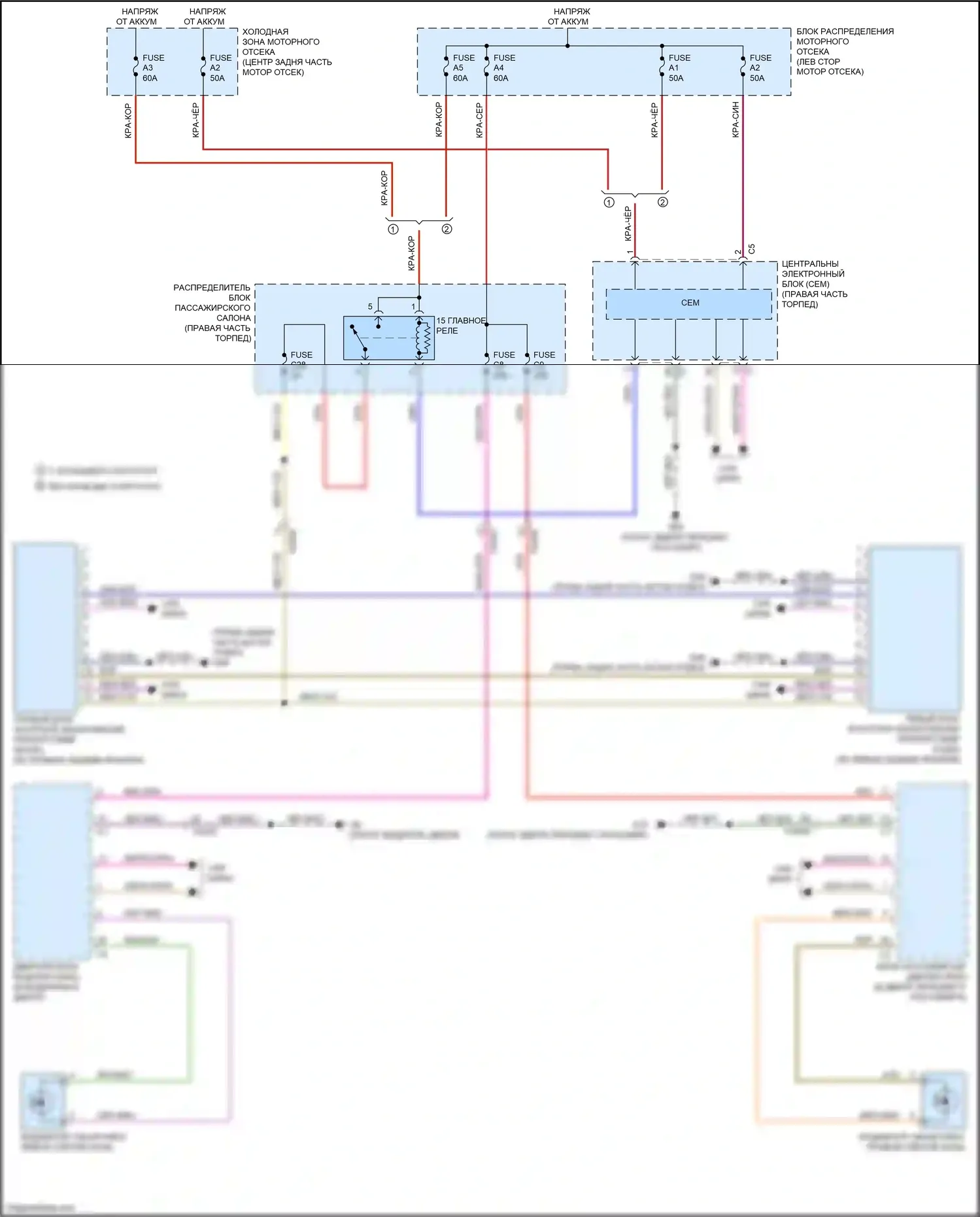 S60 Volvo II рестайлинг (2013-2018): Электросхема информационной системы в слепой зоне 
