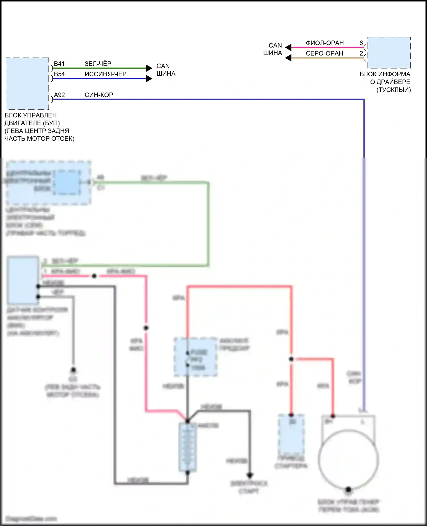 S60 Volvo II рестайлинг (2013-2018): Электросхема генератора, без пуска-останова 