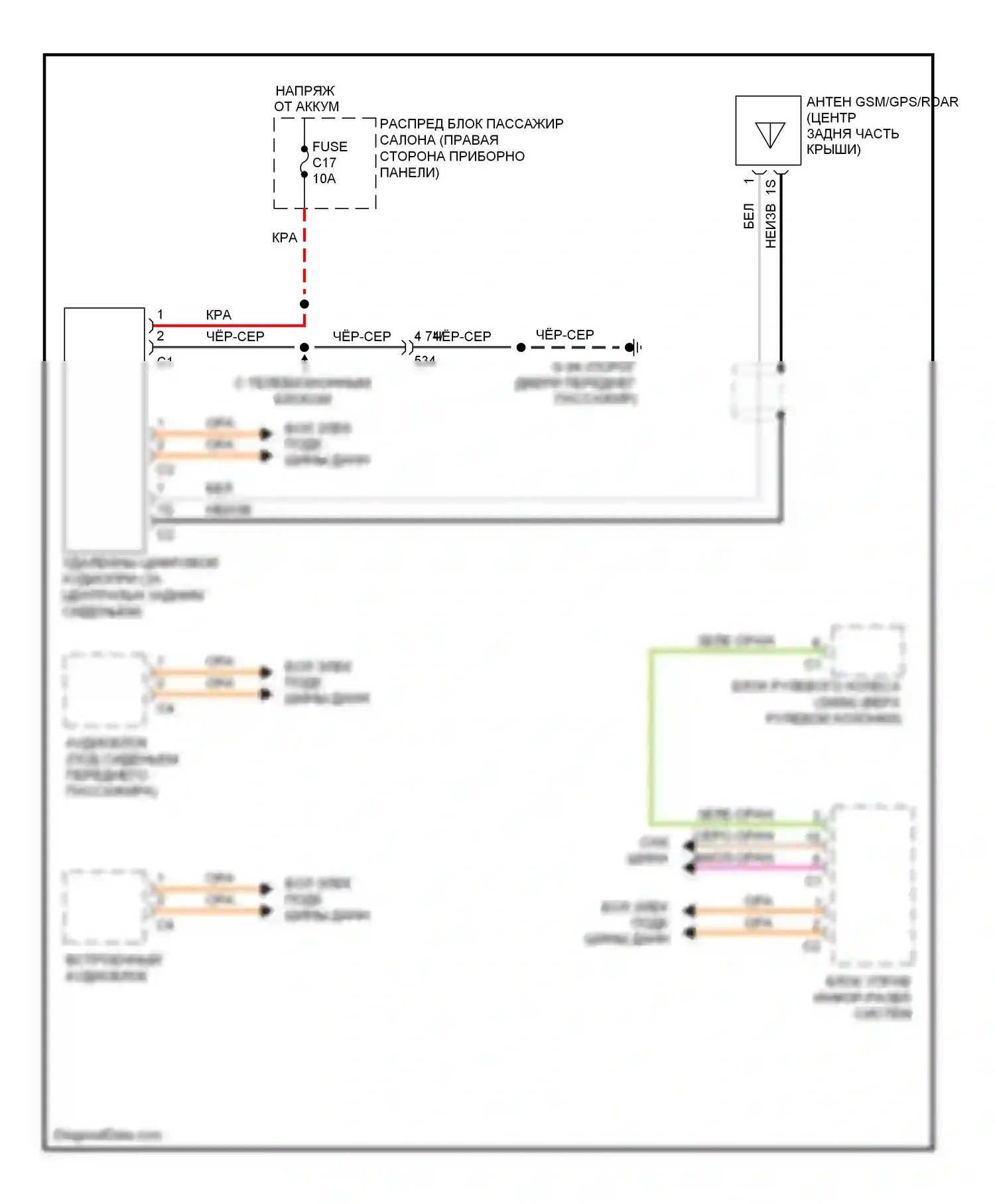S60 Volvo II (2010-2013): Электросхема спутниковой магнитолы 