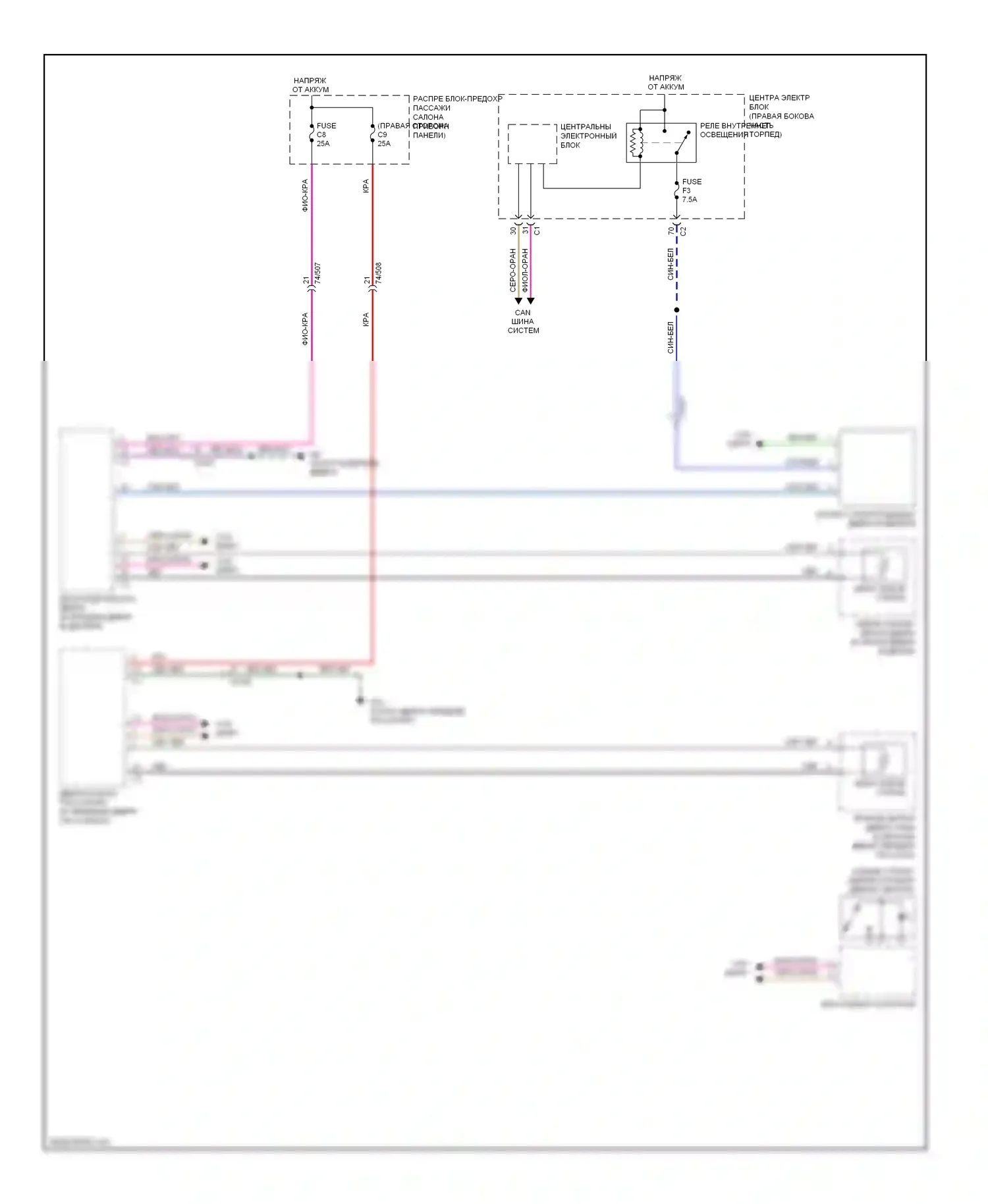 S60 Volvo II (2010-2013): Электросхема обогреваемых зеркал 