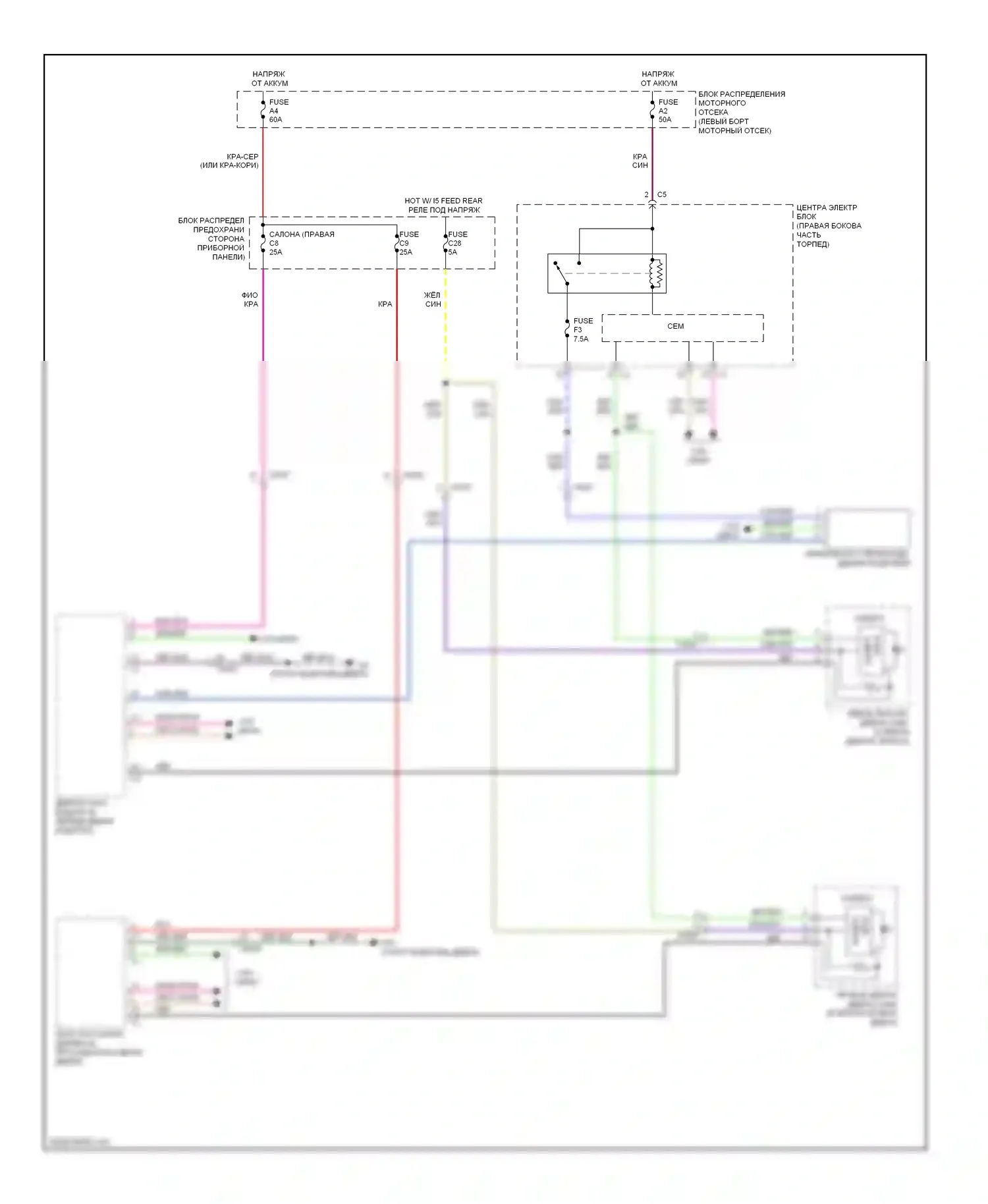 S60 Volvo II (2010-2013): Электросхема информационной системы в слепой зоне 