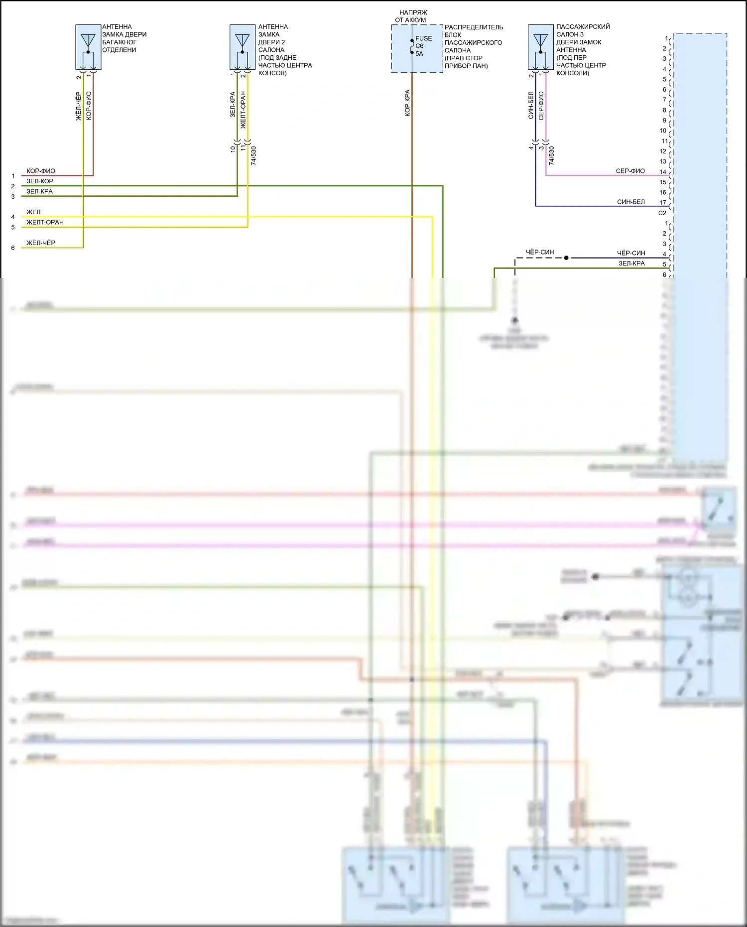 S60 Volvo II (2010-2013): Электросхема центрального замка, с интеллектуальным ключом (2 из 2) 