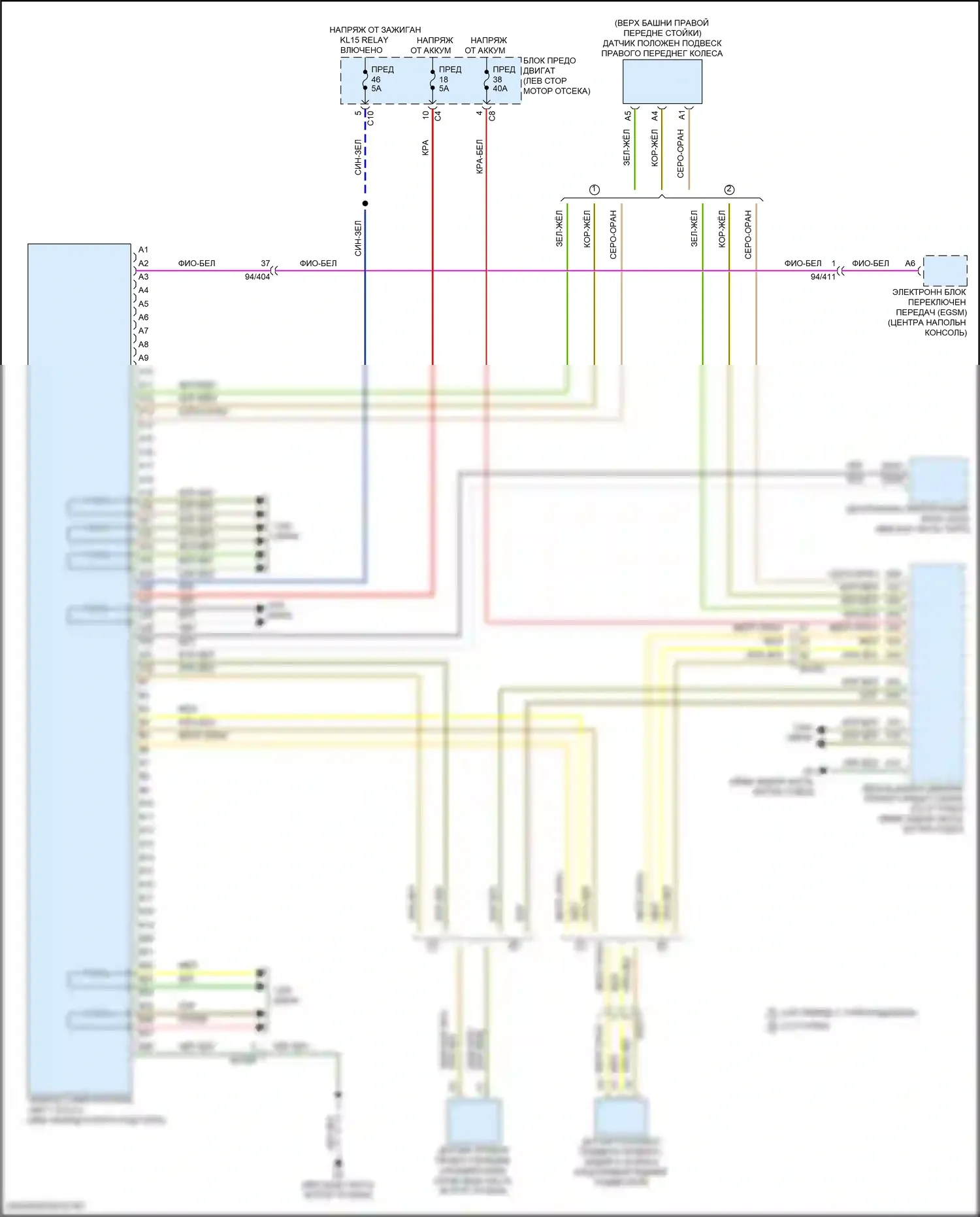 S60 Volvo III (2018-2024): Электросхема электронной подвески 