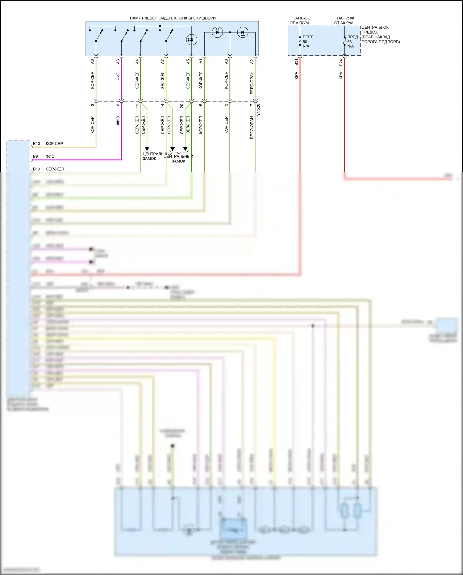 S60 Volvo III (2018-2024): Электросхема памяти зеркал (1 из 2) 