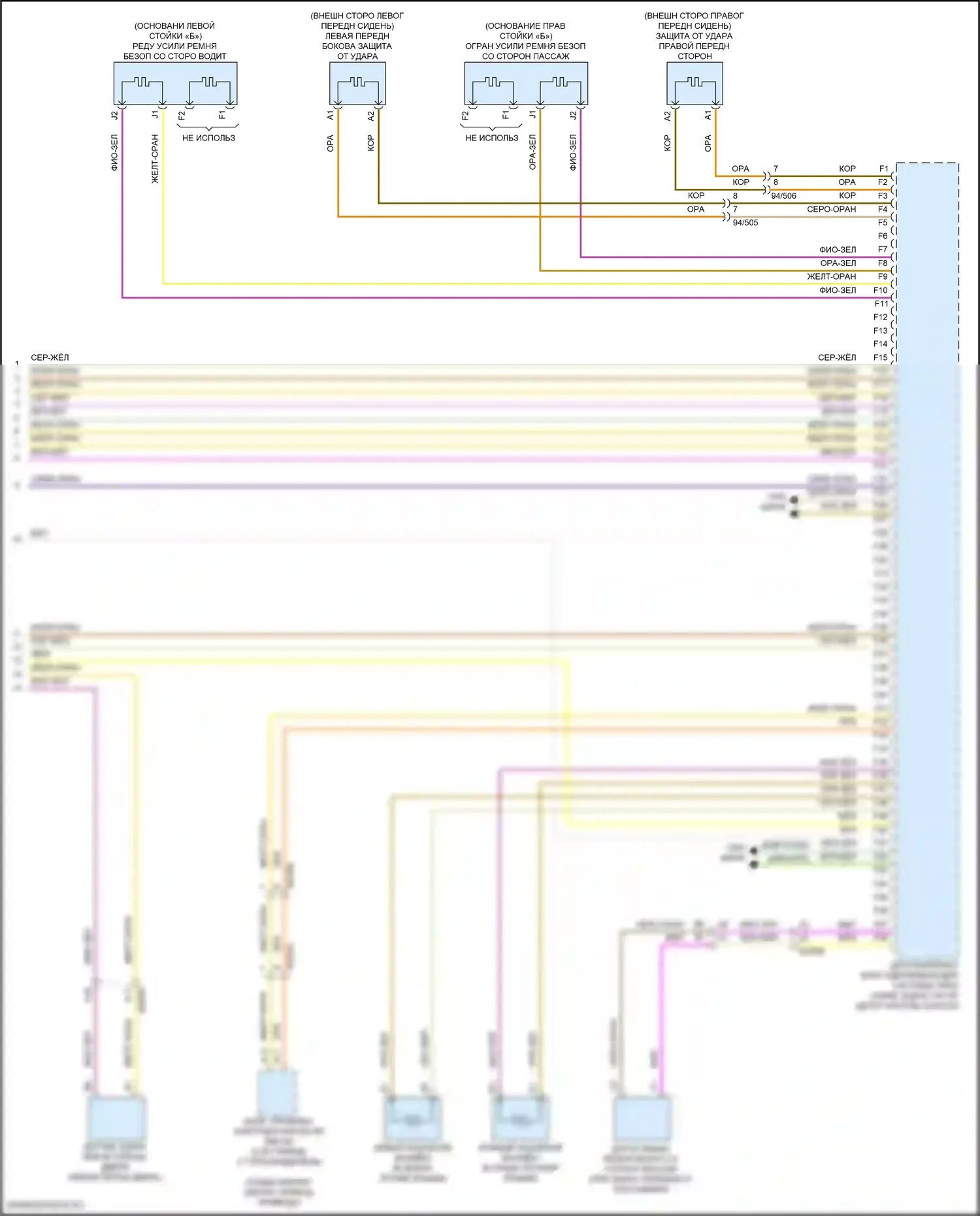 S60 Volvo III (2018-2024): Электросхема подушек безопасности (5 из 5) 