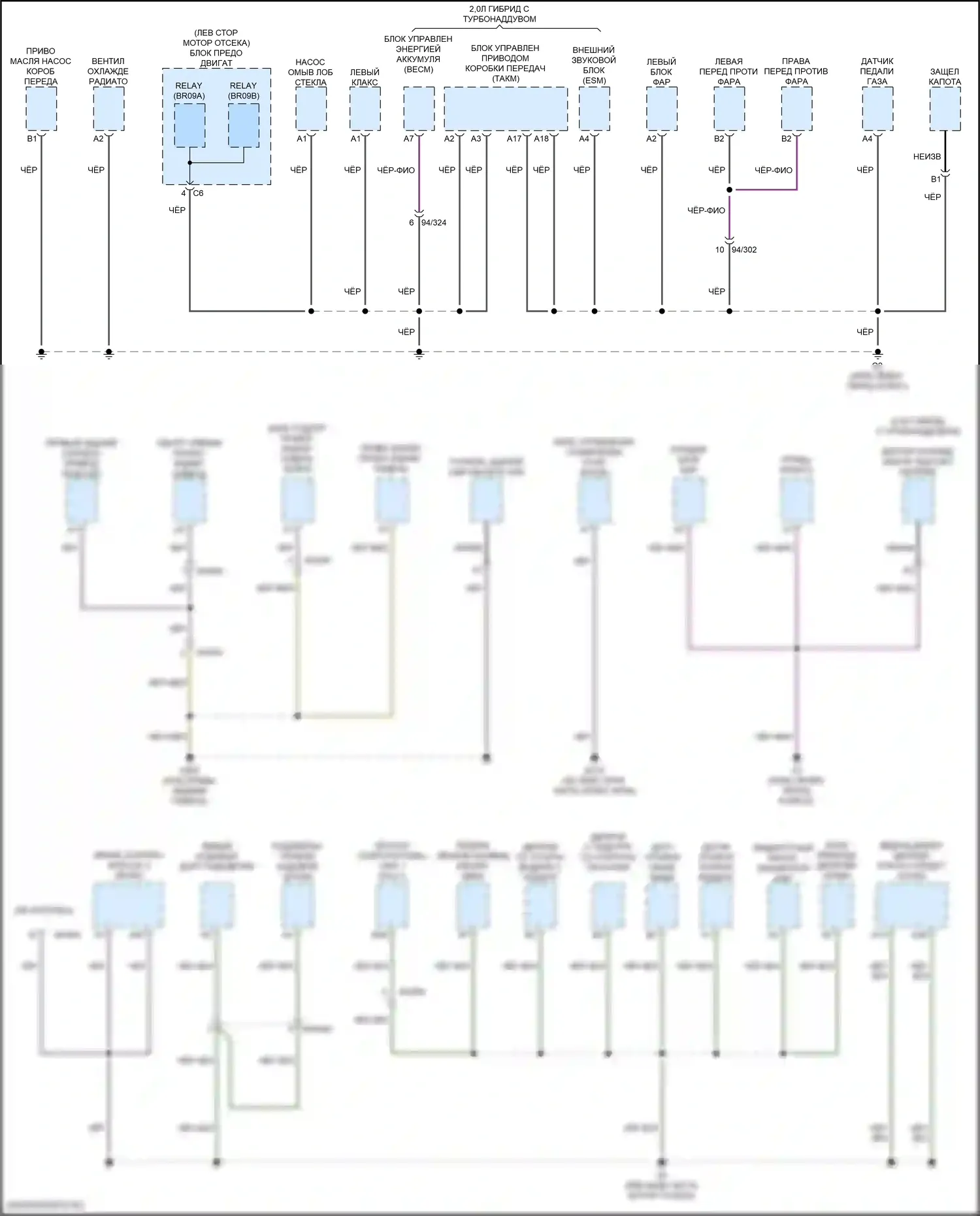 S60 Volvo III (2018-2024): Электросхема разводки массы (1 из 6) 