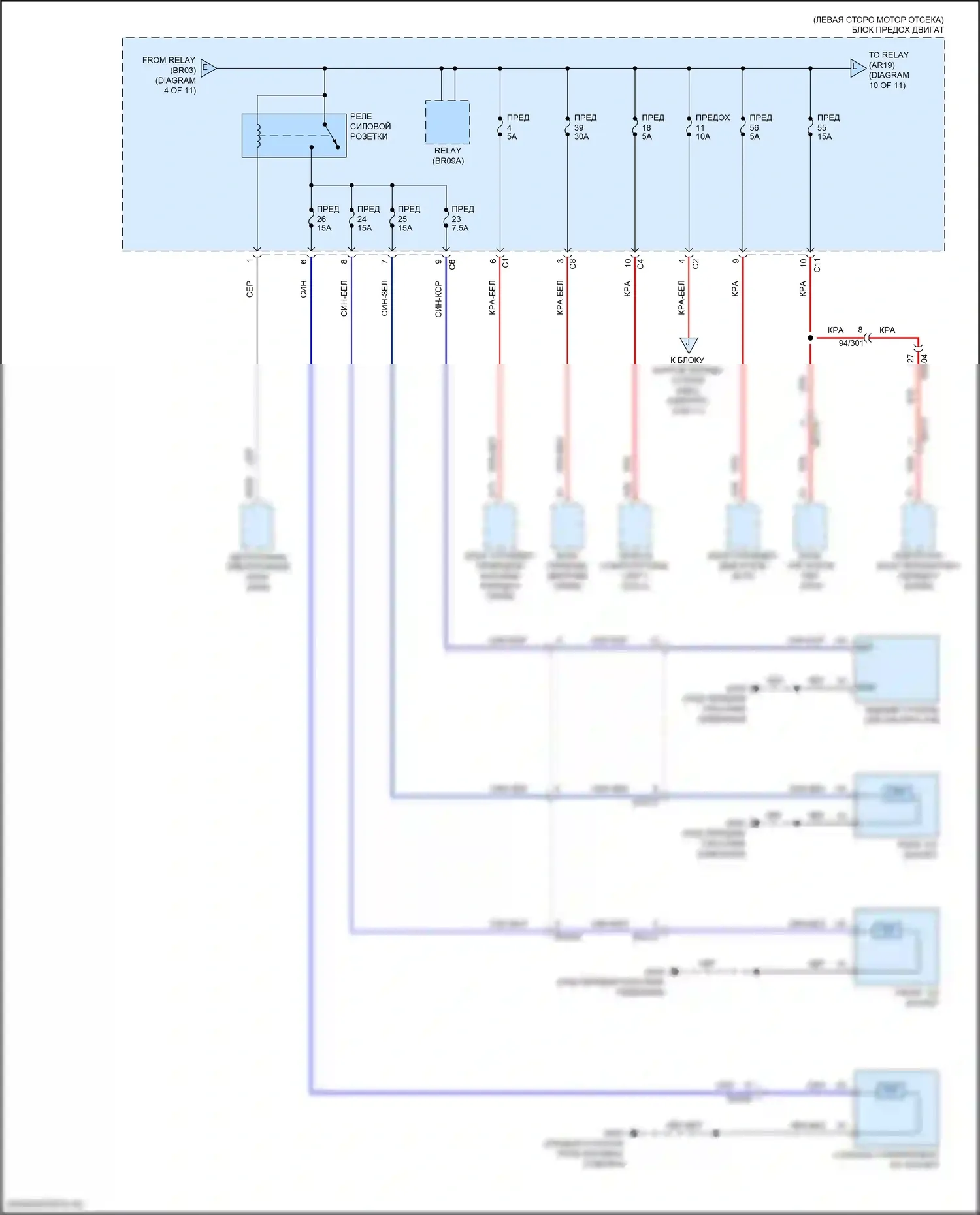 S90 Volvo II рестайлинг (2020-2024): Электросхема блока предохранителей реле, гибридного (5 из 11) 
