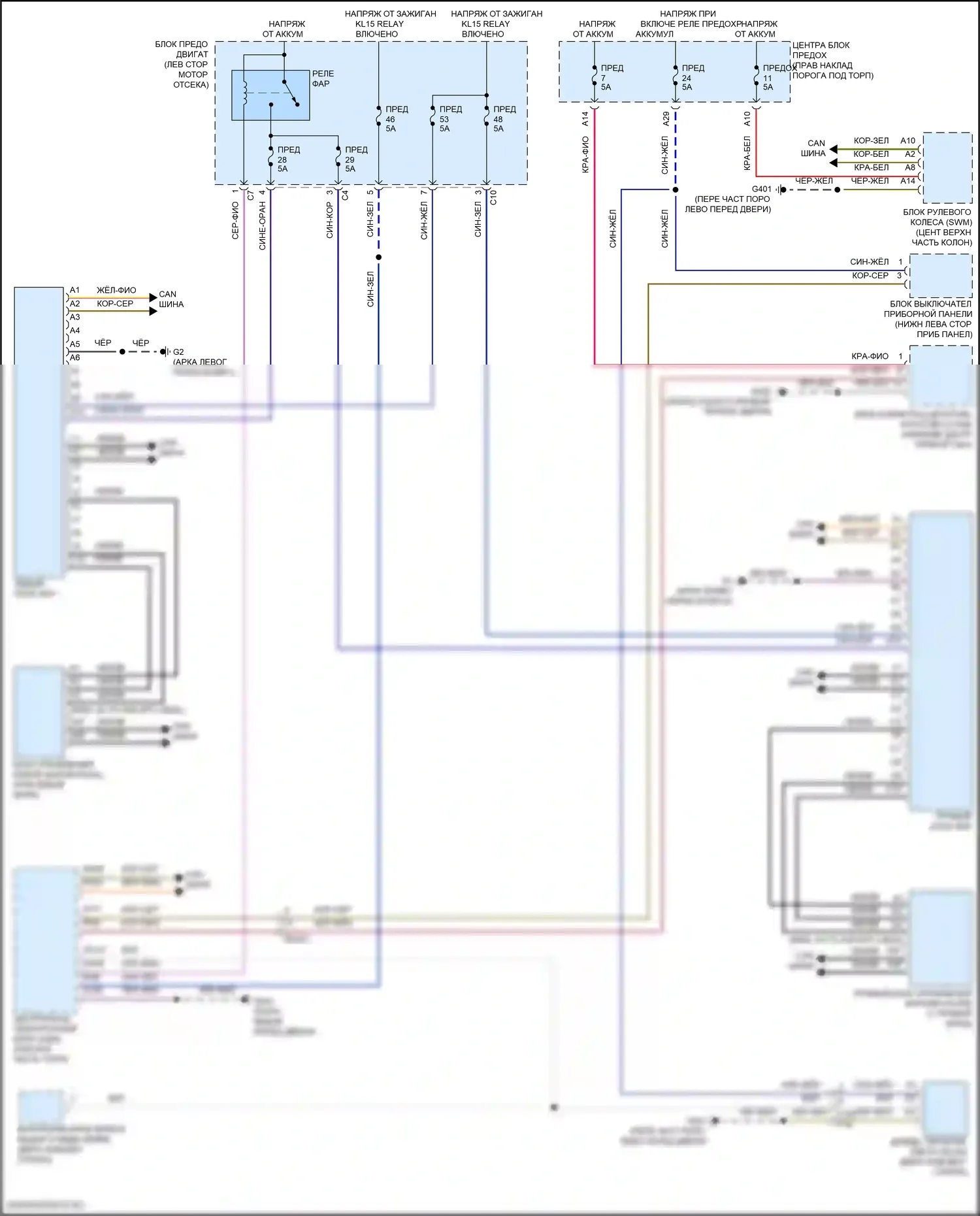 S90 Volvo II рестайлинг (2020-2024): Электросхема фар 