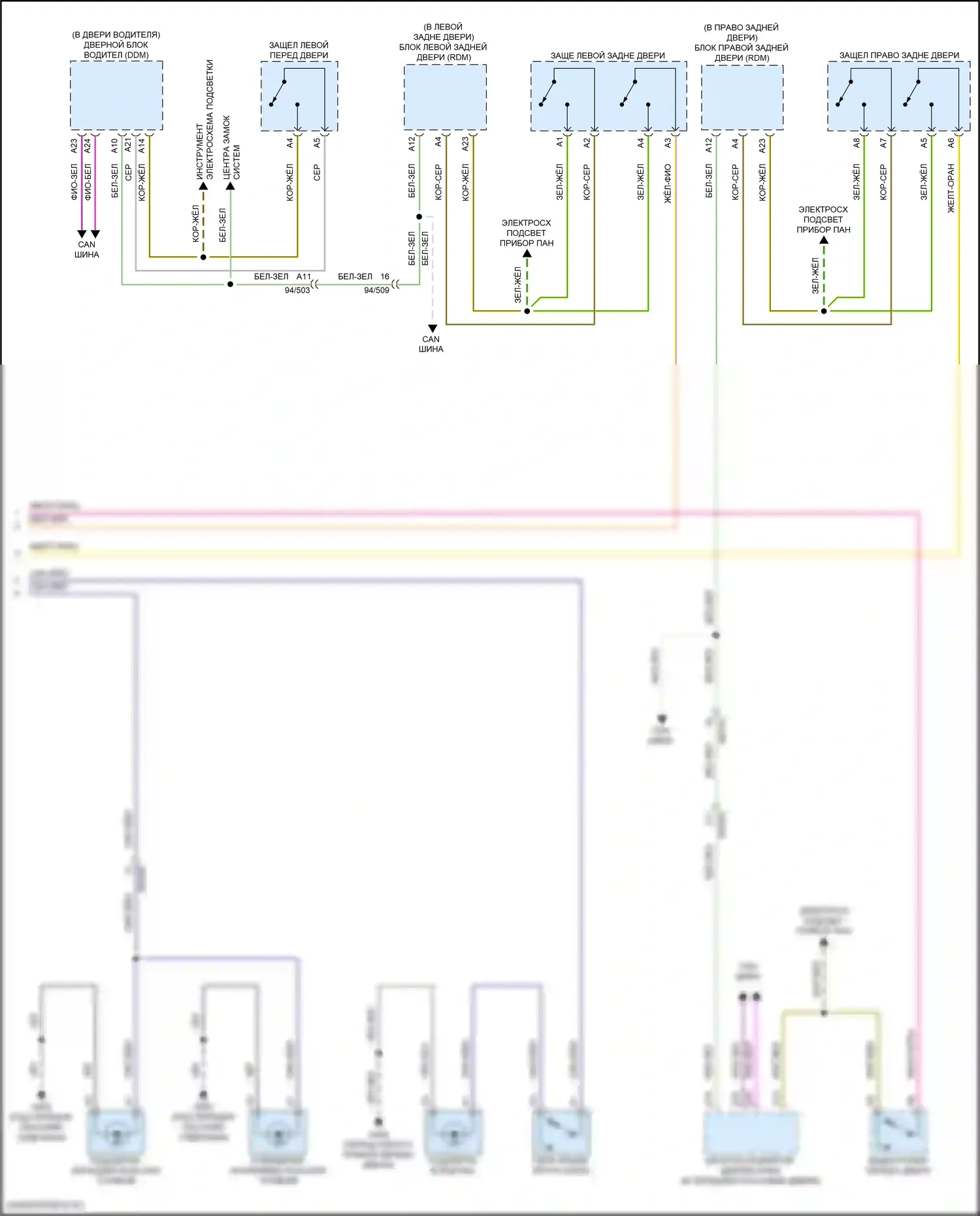 S90 Volvo II рестайлинг (2020-2024): Электросхема освещения салона (3 из 3) 