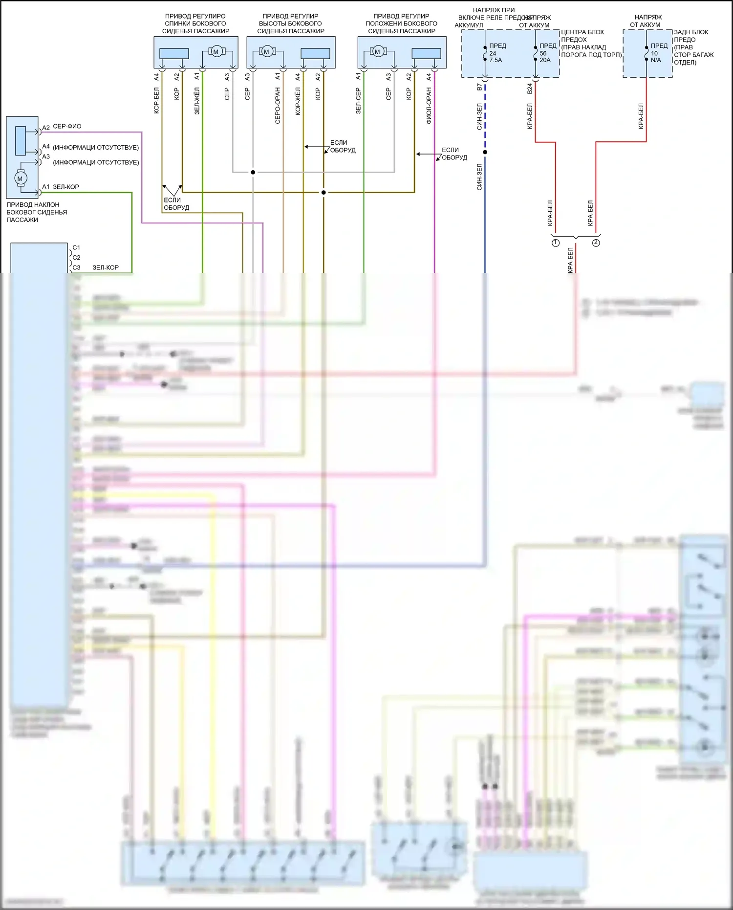 S90 Volvo II рестайлинг (2020-2024): Электросхема сиденья памяти пассажира 