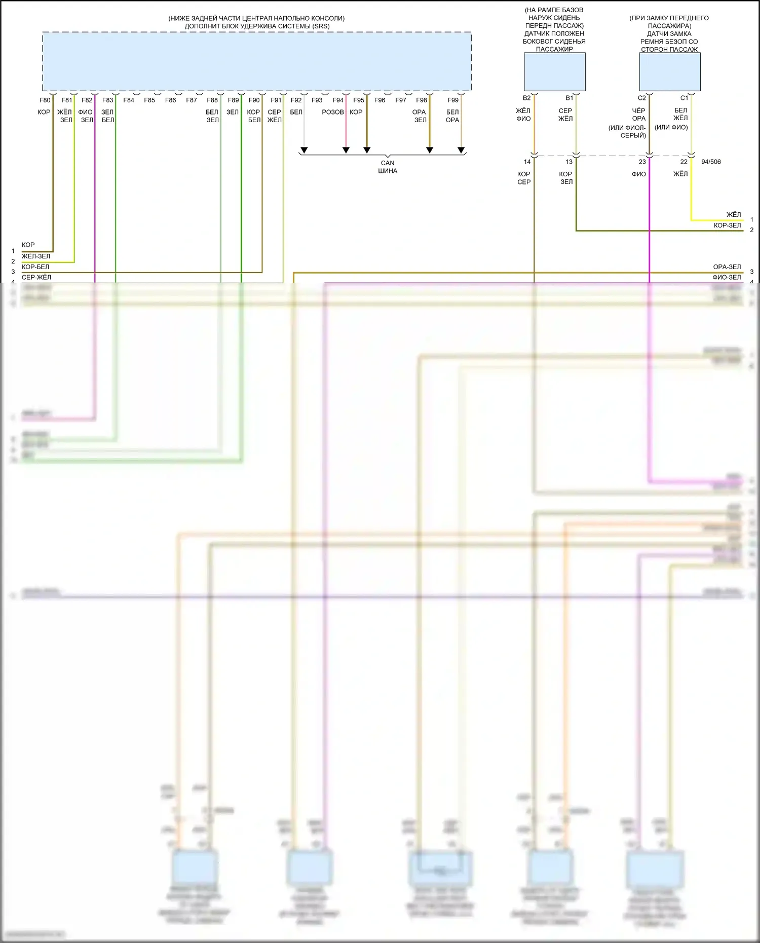 S90 Volvo II рестайлинг (2020-2024): Электросхема подушек безопасности (3 из 4) 