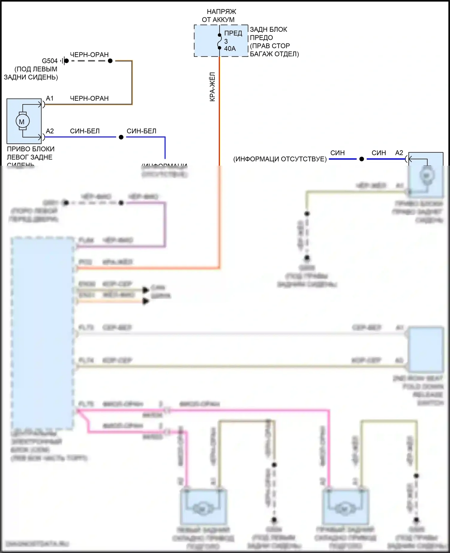 S90 Volvo II рестайлинг (2020-2024): Электросхема подголовника 