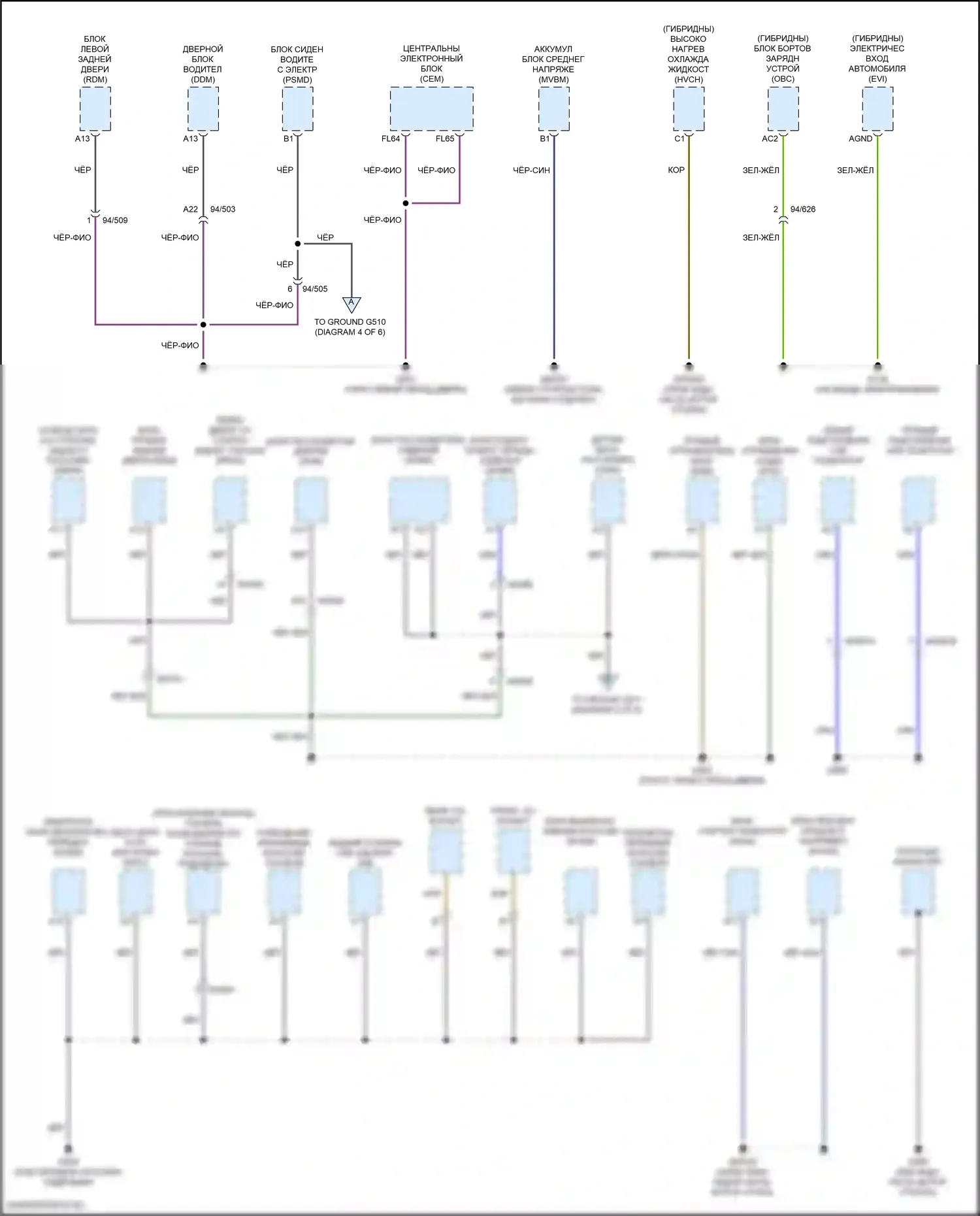 S90 Volvo II рестайлинг (2020-2024): Электросхема разводки массы (2 из 6) 