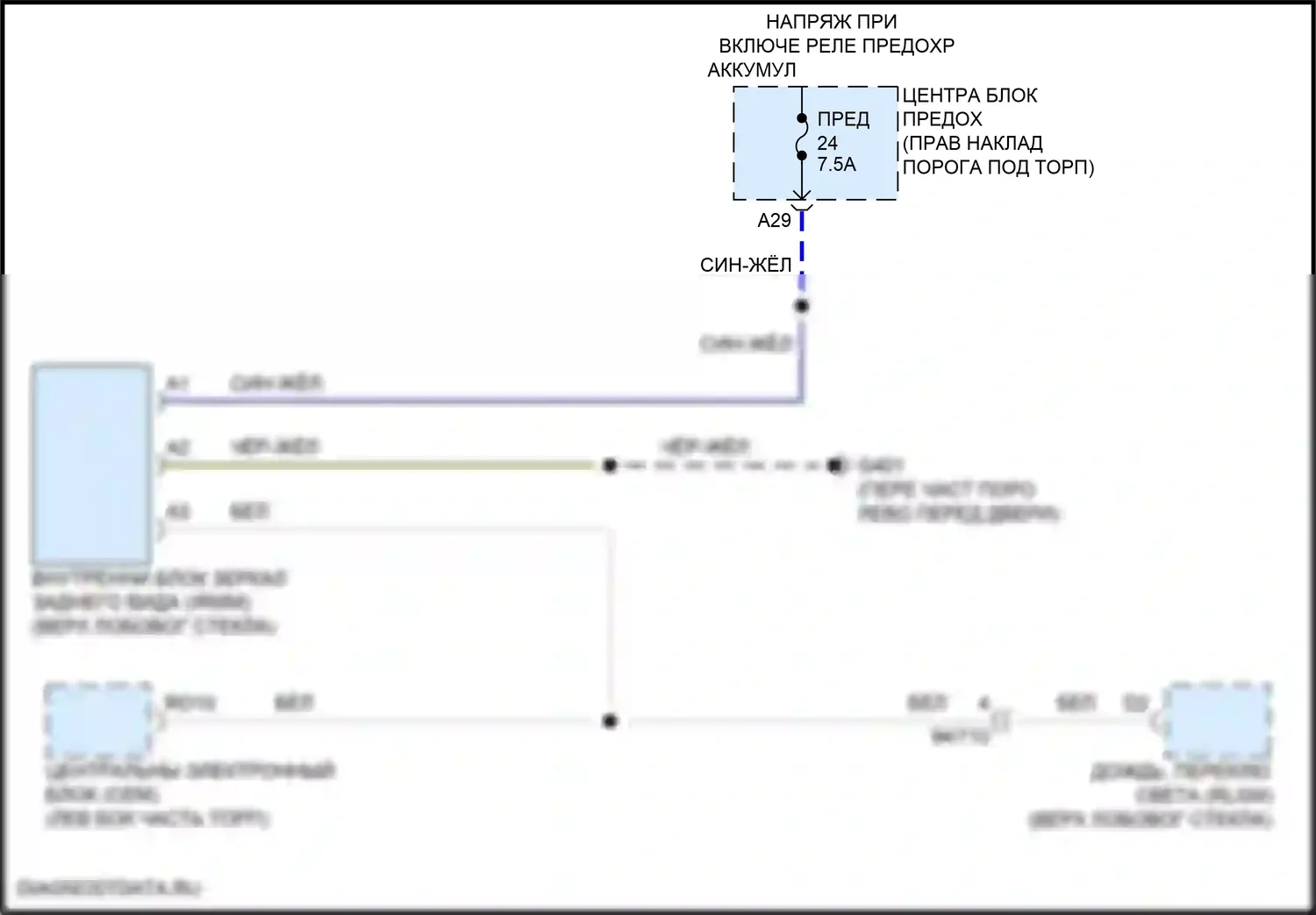S90 Volvo II рестайлинг (2020-2024): Электросхема управления зеркалами заднего вида 