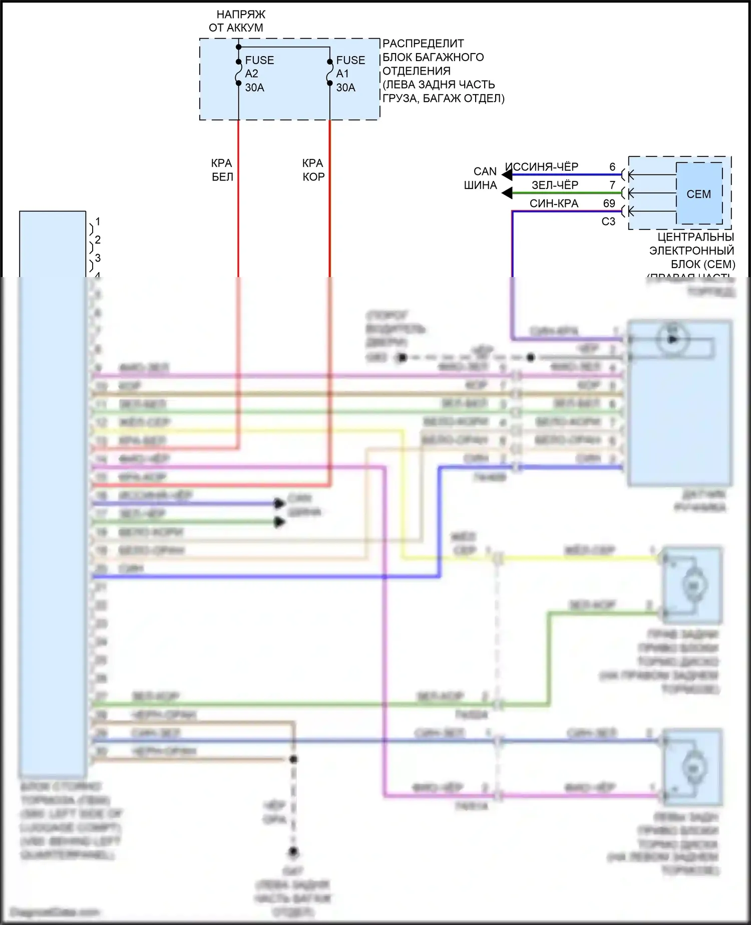 V60 Cross Country Volvo I (2014-2018): Электросхема блокировки селектора 