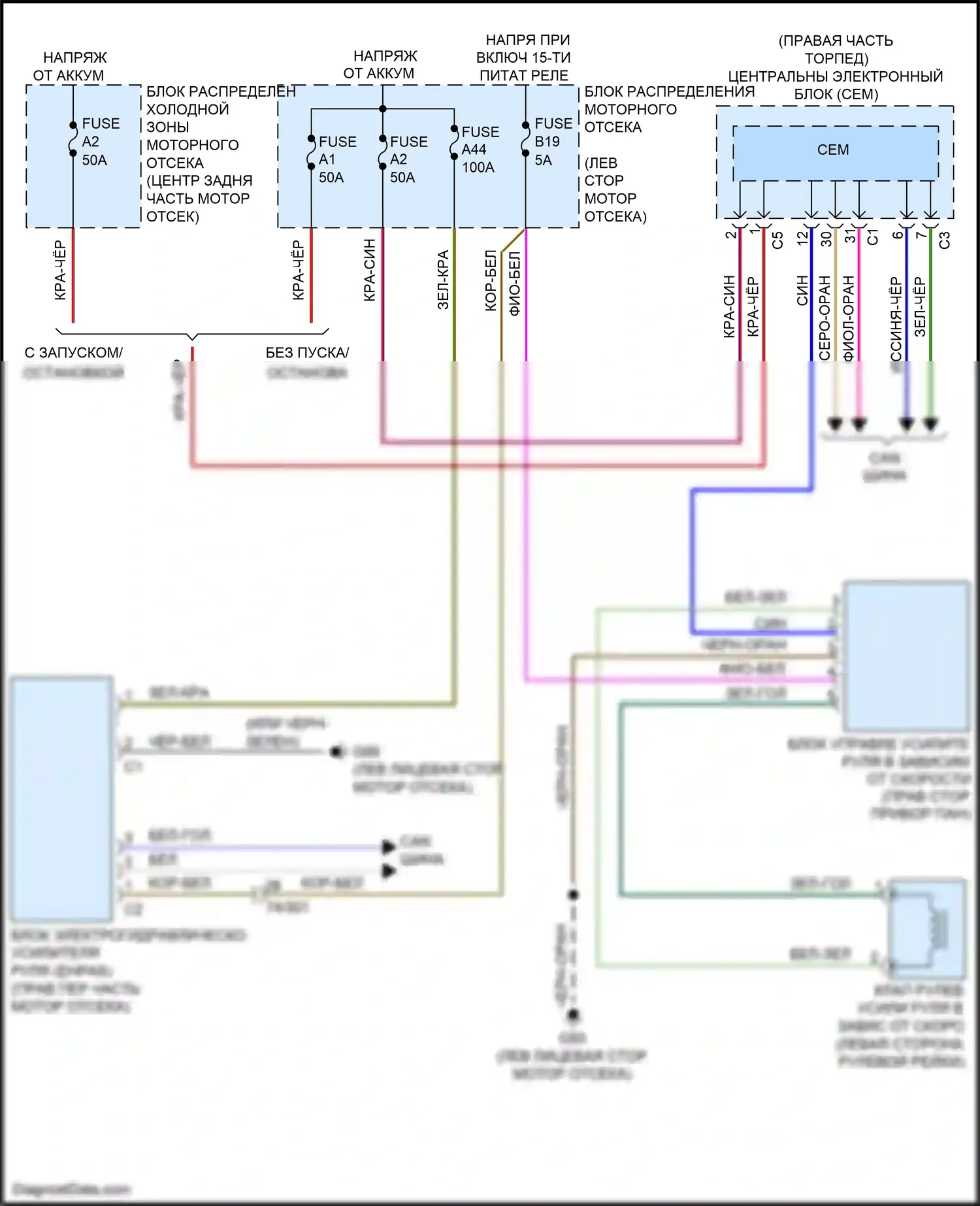 V60 Cross Country Volvo I (2014-2018): Электросхема электрогидравлического усилителя руля 