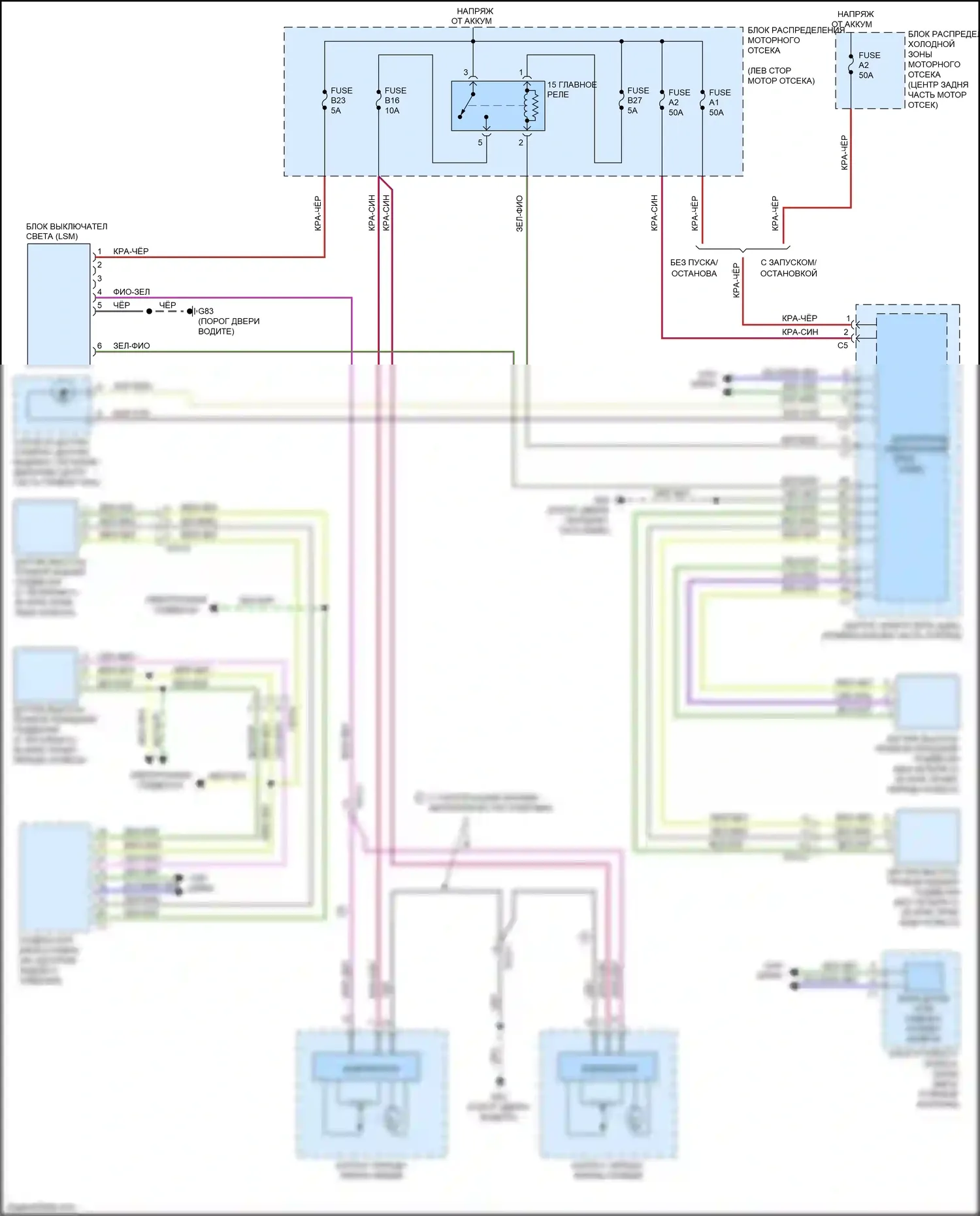 V60 Cross Country Volvo I (2014-2018): Электросхема регулировки дальнего света фары 