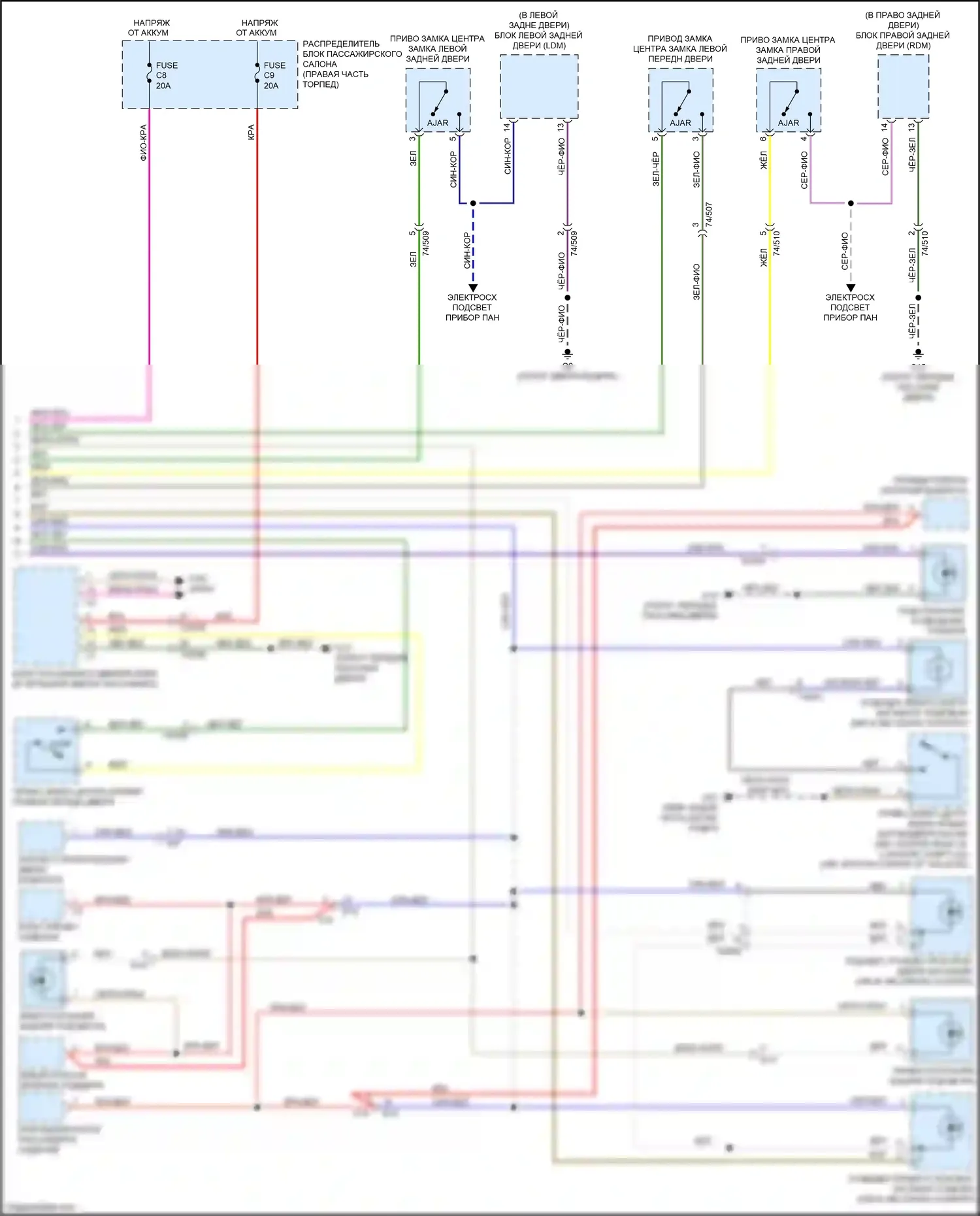 V60 Cross Country Volvo I (2014-2018): Электросхема освещения салона (2 из 2) 