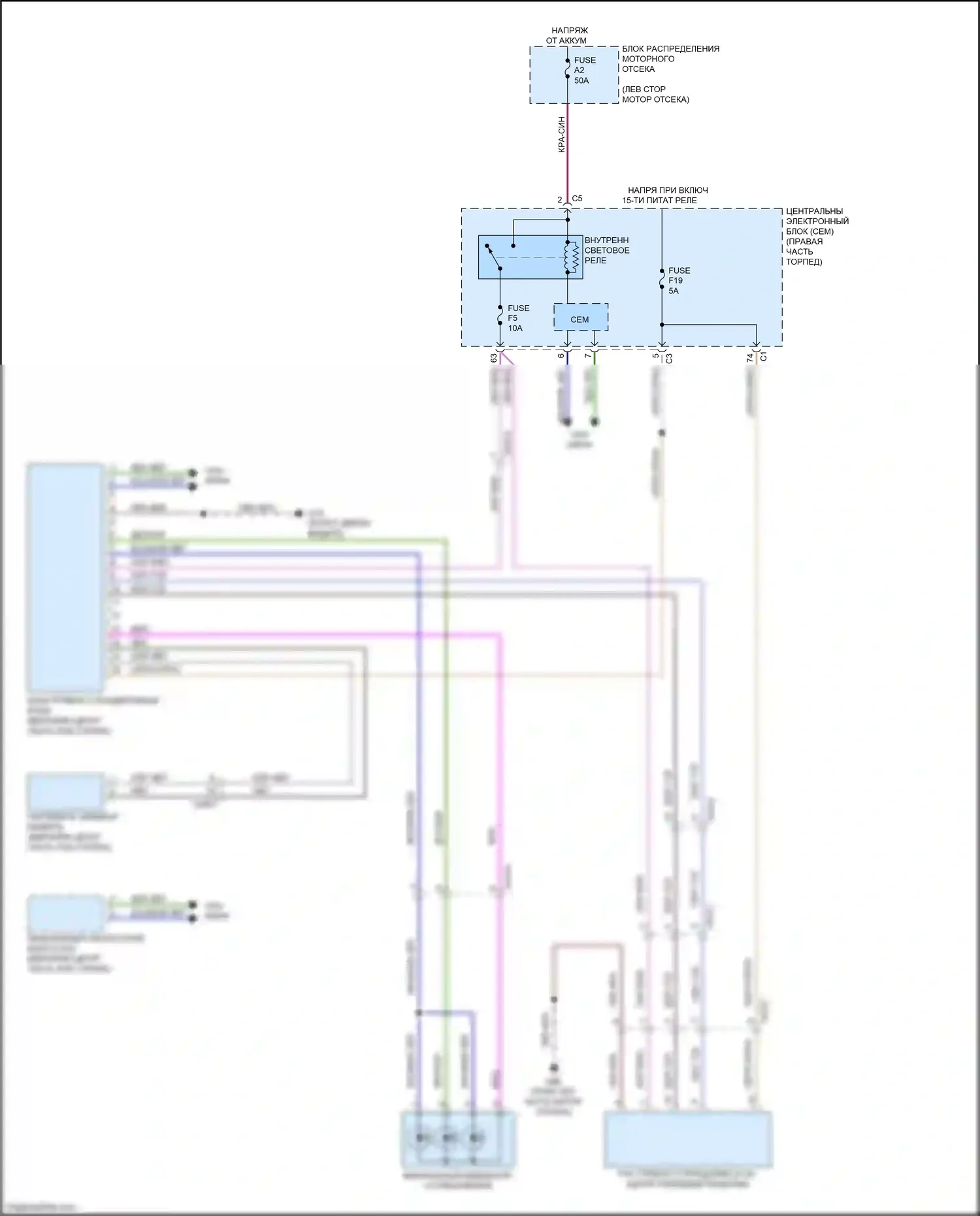 V60 Cross Country Volvo I (2014-2018): Электросхема системы предупреждения о столкновении 