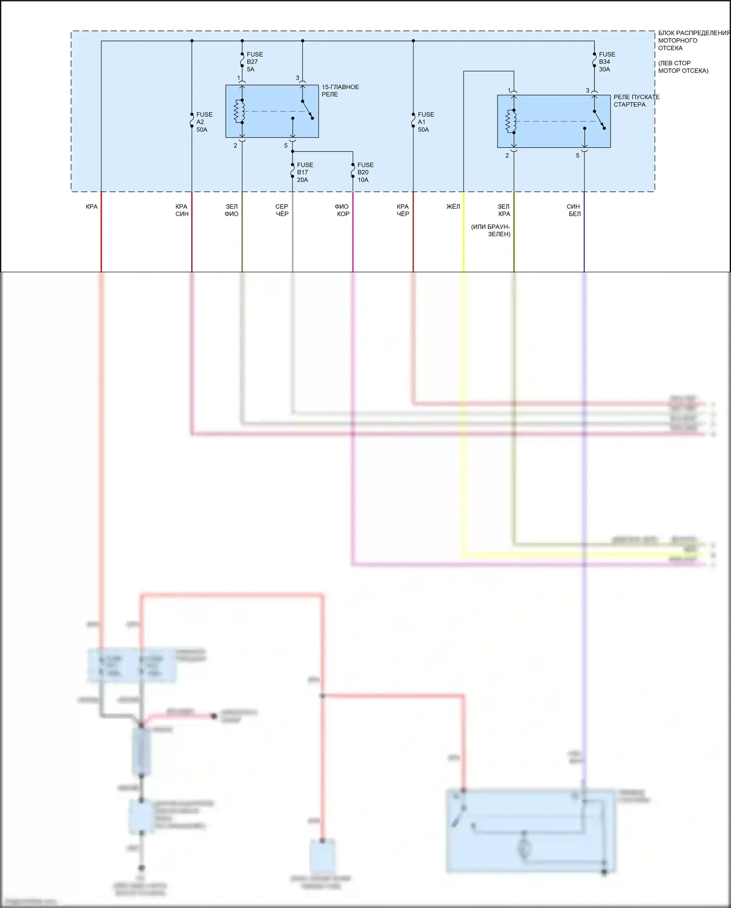 V60 Cross Country Volvo I (2014-2018): Электросхема стартера, без системы старт-стоп (1 из 2) 