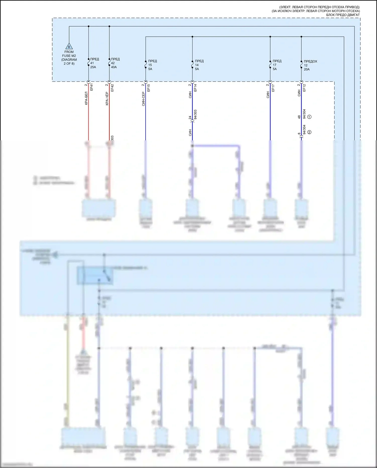XC40 Volvo I рестайлинг (2022-2024): Электросхема блока предохранителей реле (3 из 8) 