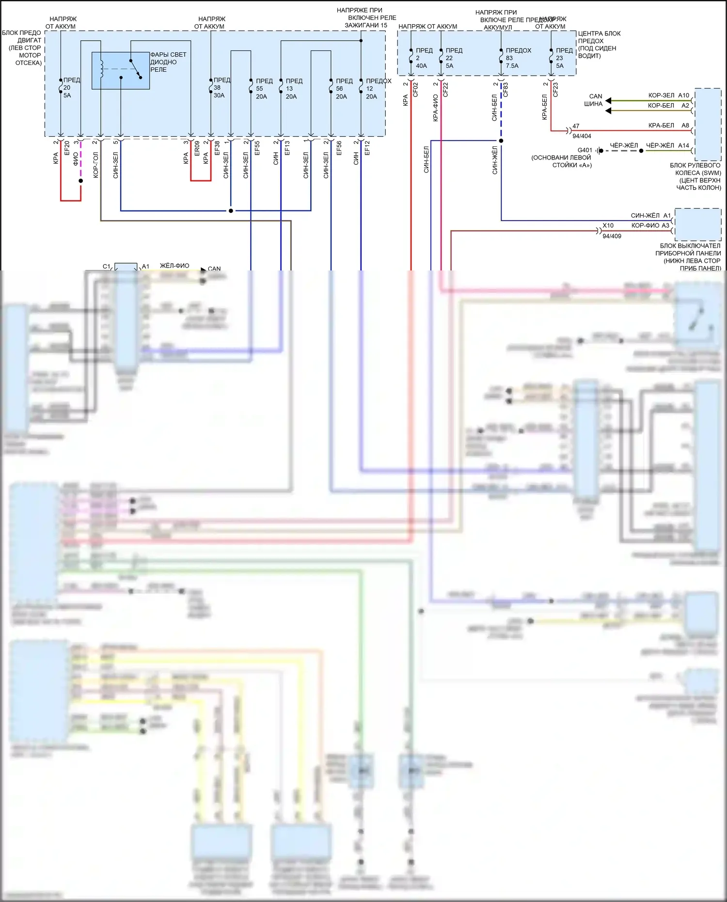 XC40 Volvo I рестайлинг (2022-2024): Электросхема фар 