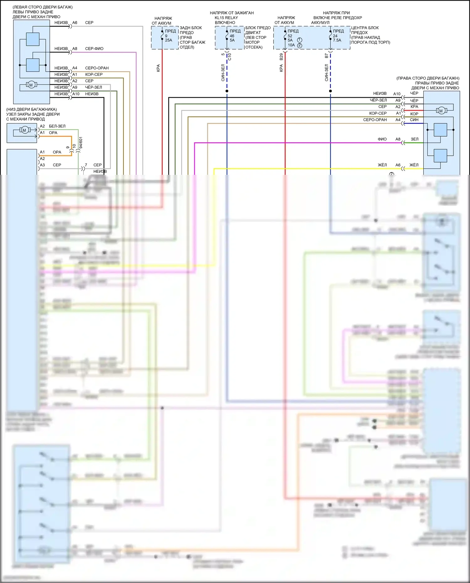 XC60 Volvo II рестайлинг (2021-2024): Электросхема багажника/двери багажника и лючка топливного бака 
