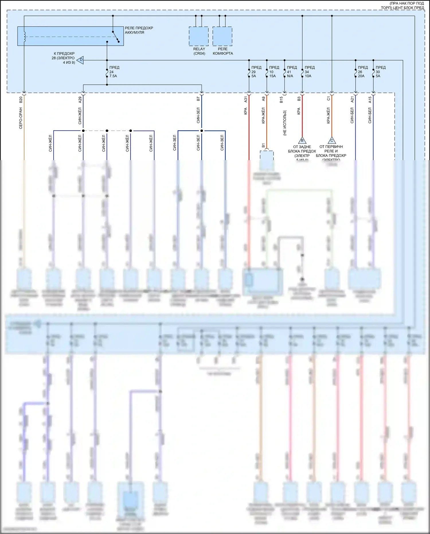 XC60 Volvo II рестайлинг (2021-2024): Электросхема блока предохранителей реле, кроме гибридного (2 из 9) 