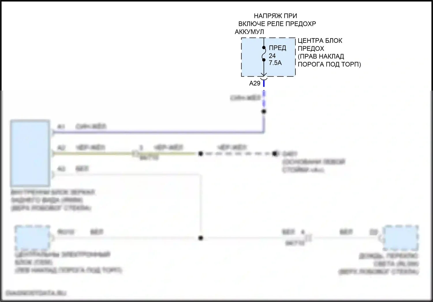 XC60 Volvo II рестайлинг (2021-2024): Электросхема управления зеркалами заднего вида 