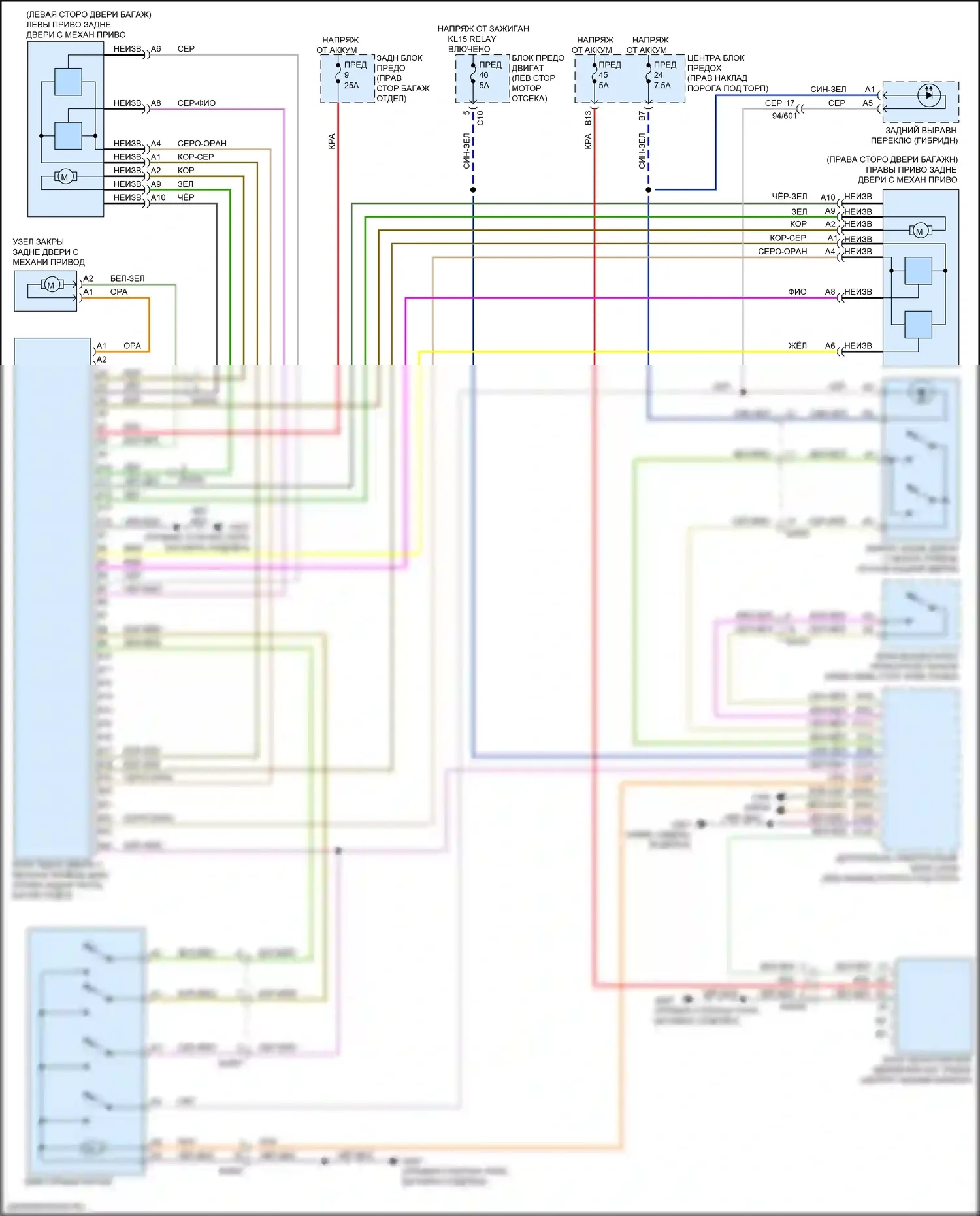 XC90 Volvo II рестайлинг (2019-2024): Электросхема багажника/двери багажника и лючка топливного бака 
