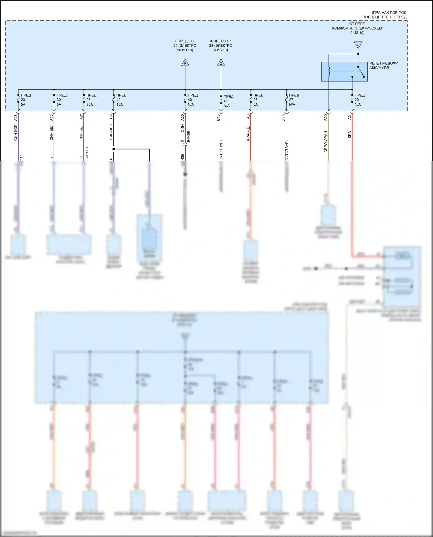 XC90 Volvo II рестайлинг (2019-2024): Электросхема блока предохранителей реле, кроме гибридного (2 из 10) 