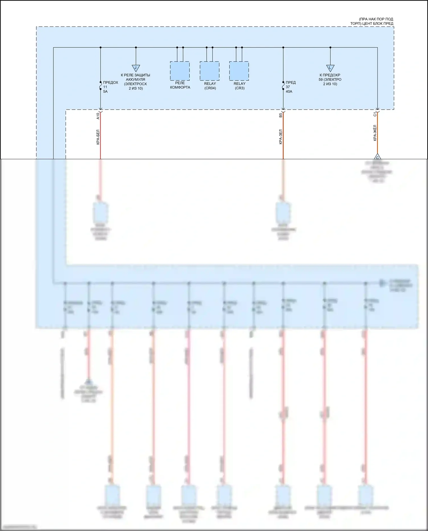 XC90 Volvo II рестайлинг (2019-2024): Электросхема блока предохранителей реле, кроме гибридного (9 из 10) 
