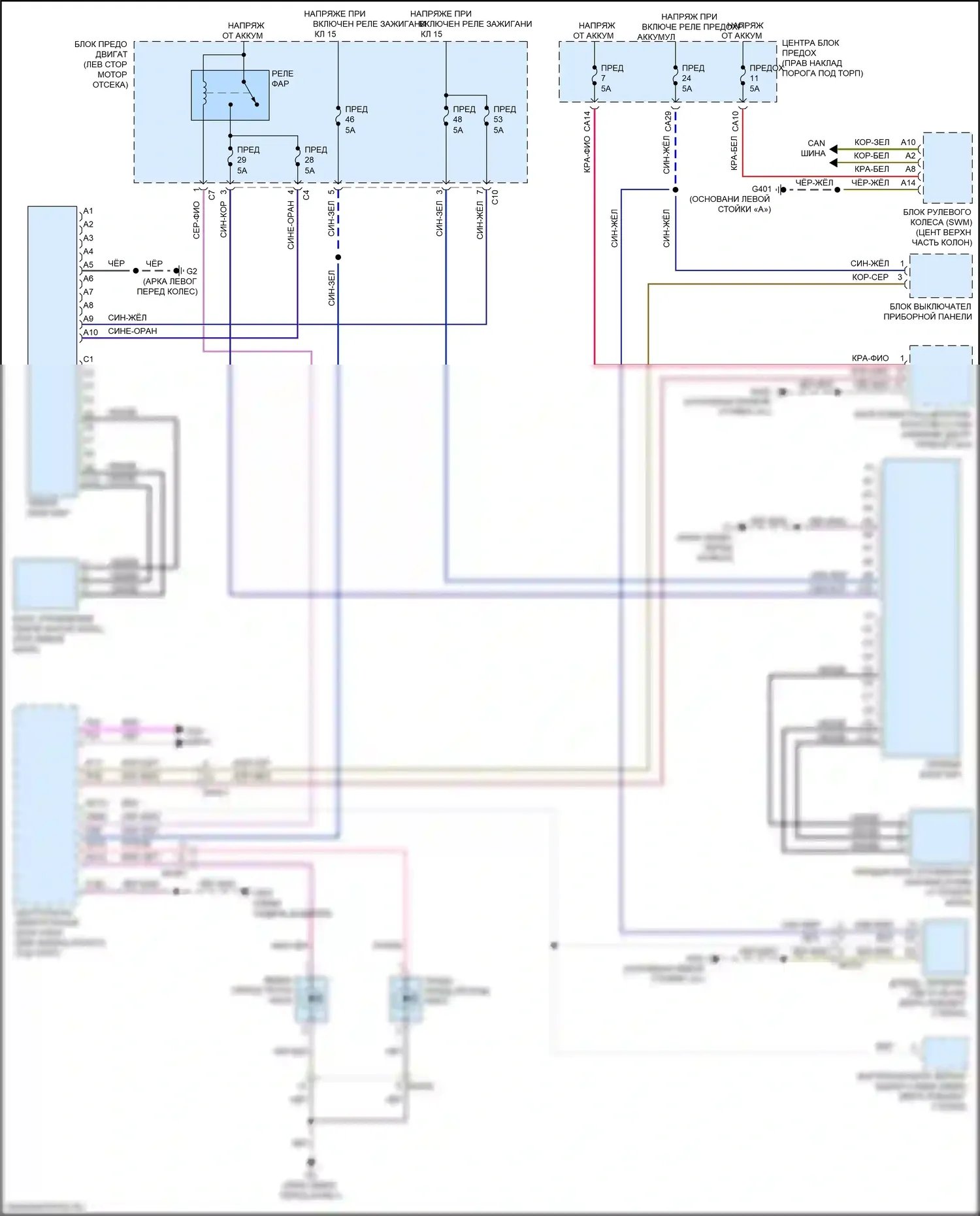 XC90 Volvo II рестайлинг (2019-2024): Электросхема фар 