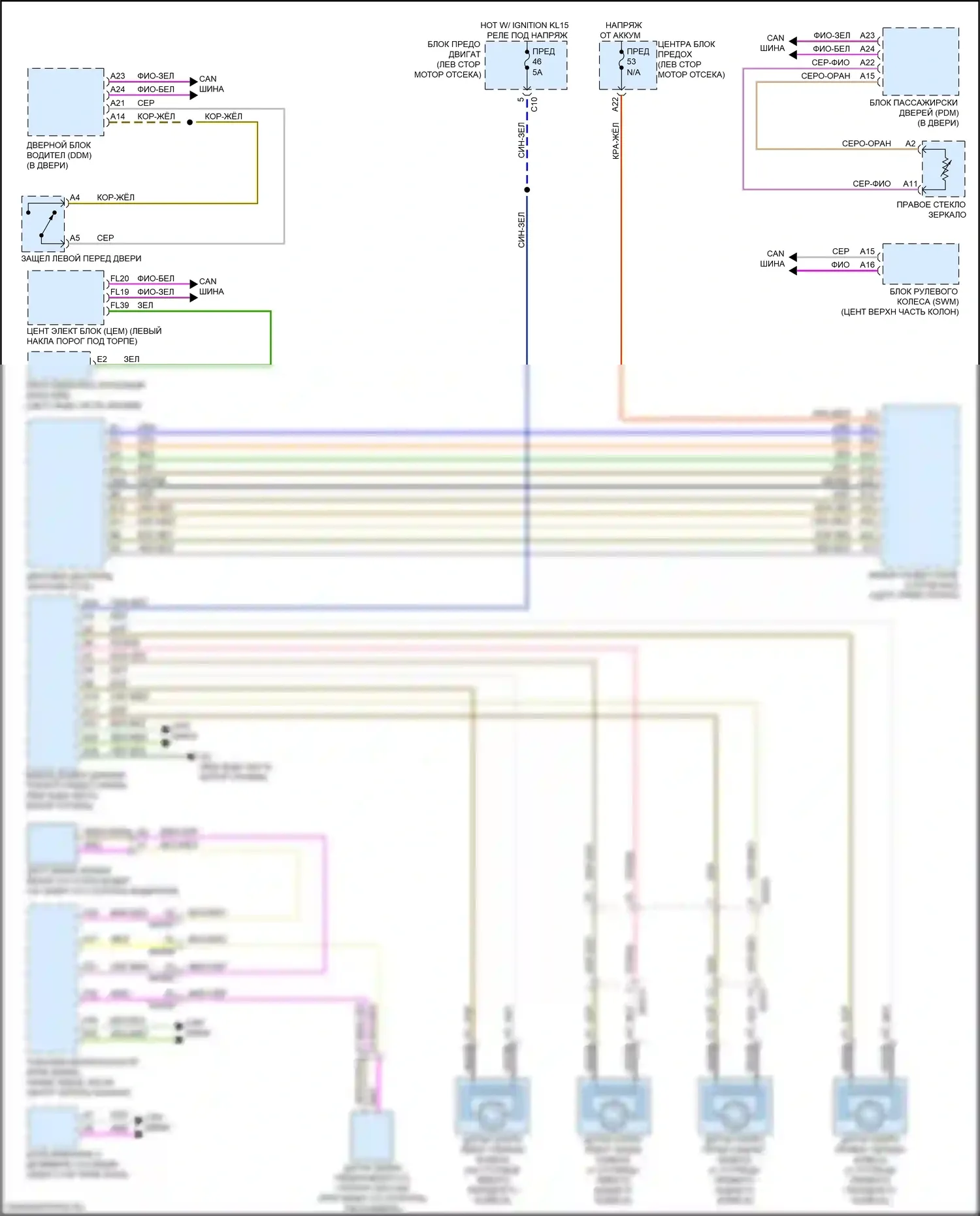 XC90 Volvo II рестайлинг (2019-2024): Электросхема ассистентов водителя, кроме гибридной 