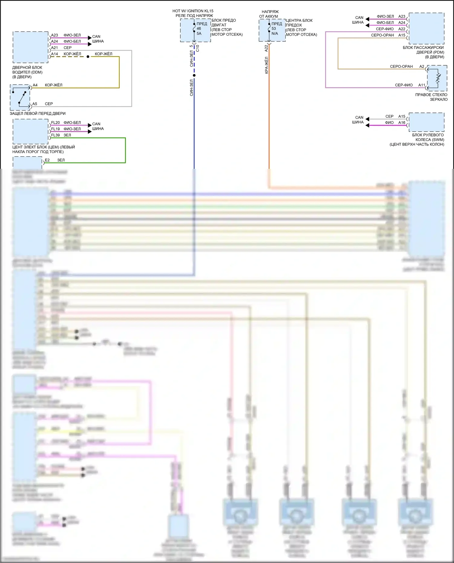 XC90 Volvo II рестайлинг (2019-2024): Электросхема помощников водителя, гибрид 
