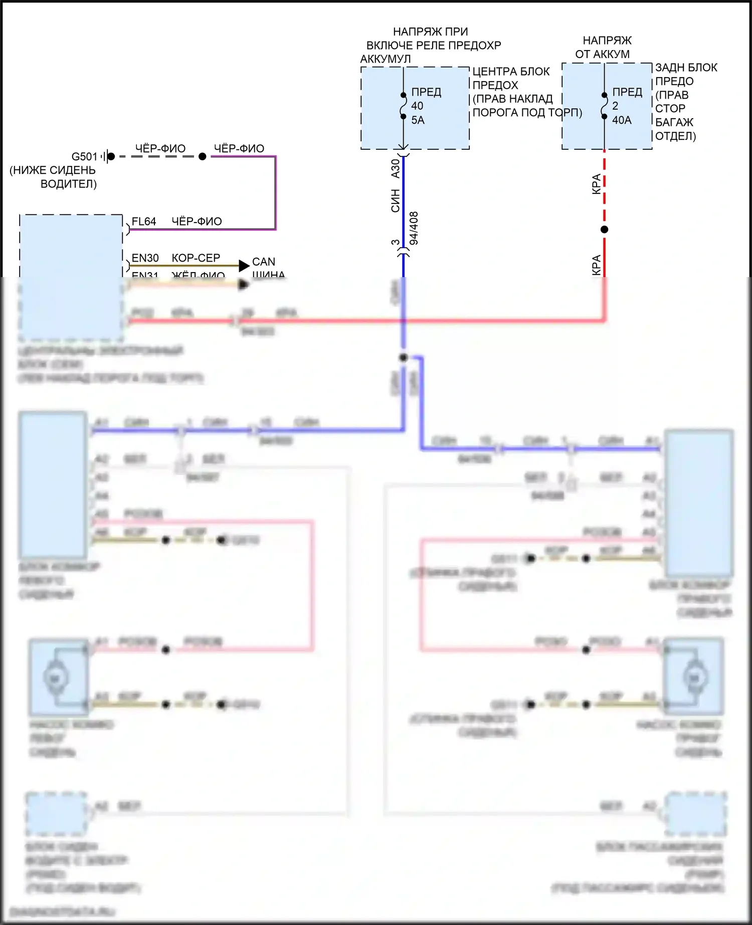 XC90 Volvo II рестайлинг (2019-2024): Электросхема комфортных сидений 