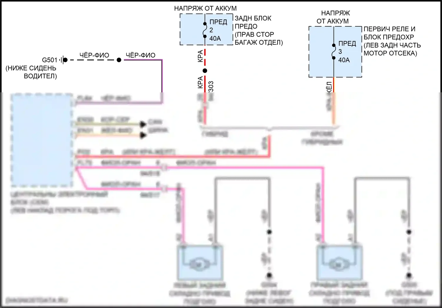 XC90 Volvo II рестайлинг (2019-2024): Электросхема подголовника 