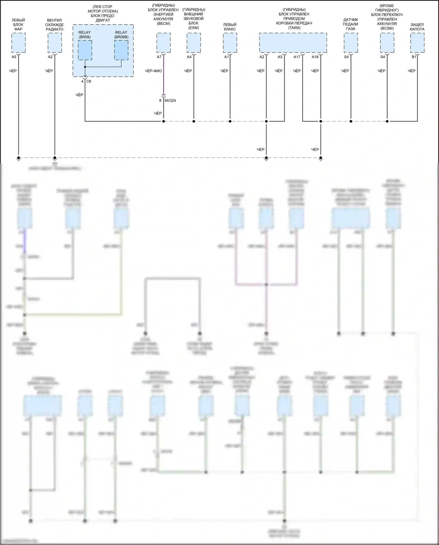 XC90 Volvo II рестайлинг (2019-2024): Электросхема разводки массы (1 из 6) 