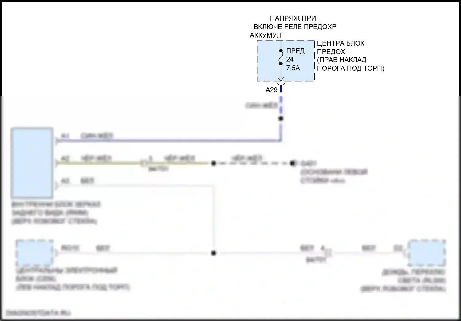 XC90 Volvo II рестайлинг (2019-2024): Электросхема управления зеркалами заднего вида 