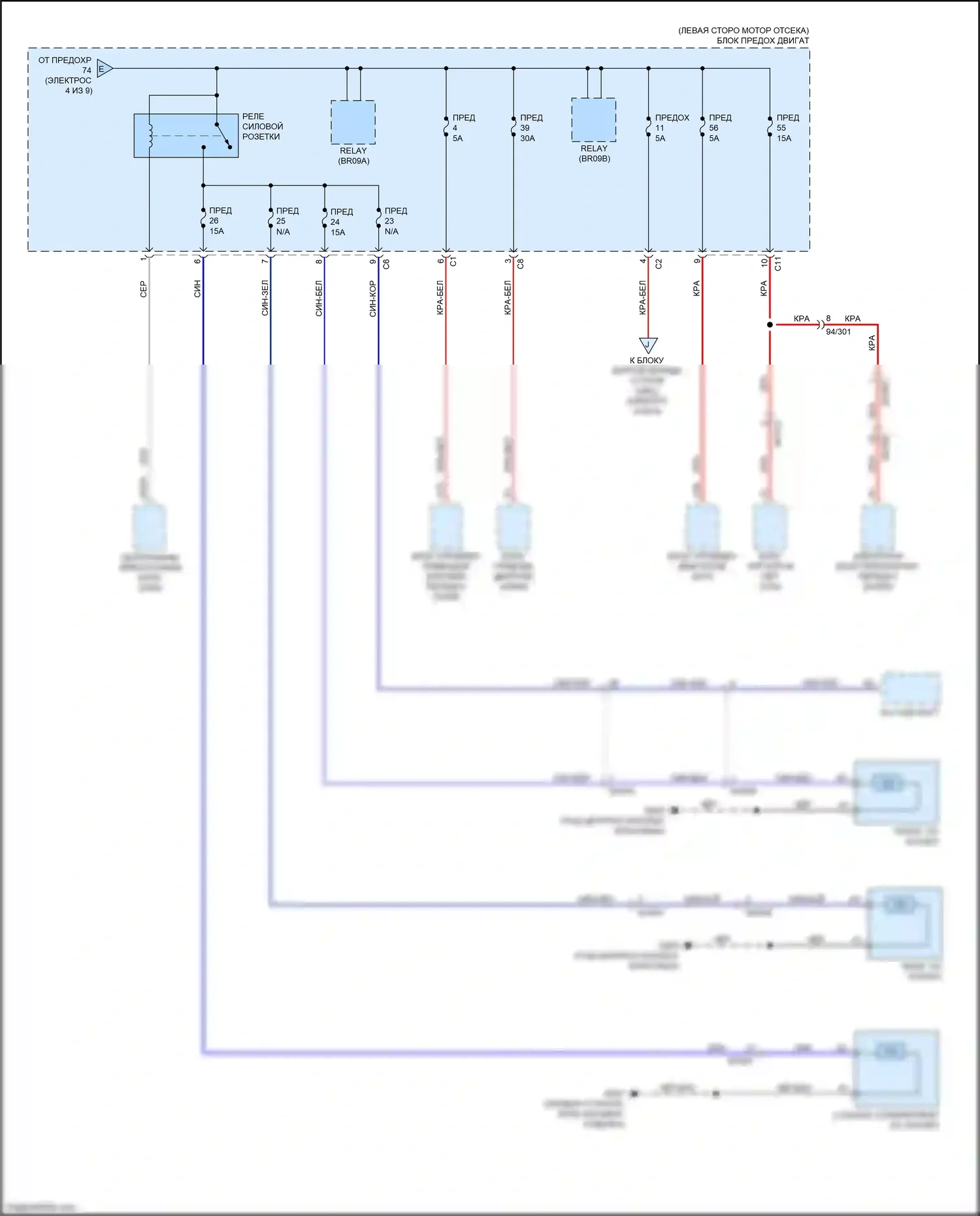 XC90 Volvo II (2014-2019): Электросхема блока предохранителей реле, гибридного (5 из 9) 