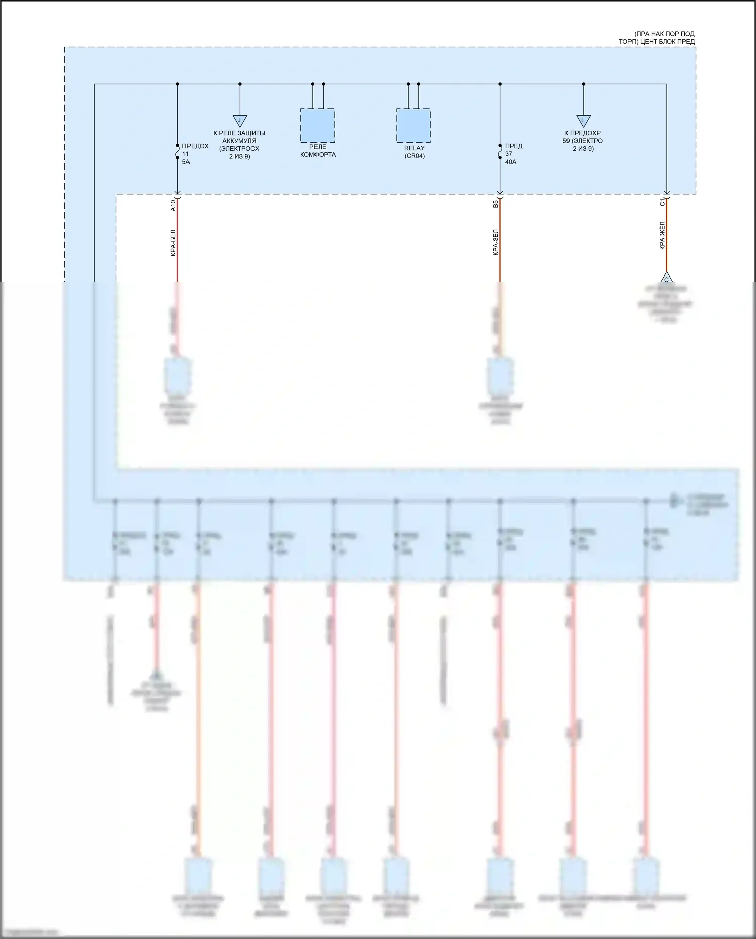 XC90 Volvo II (2014-2019): Электросхема блока предохранителей реле, кроме гибридного (8 из 9) 