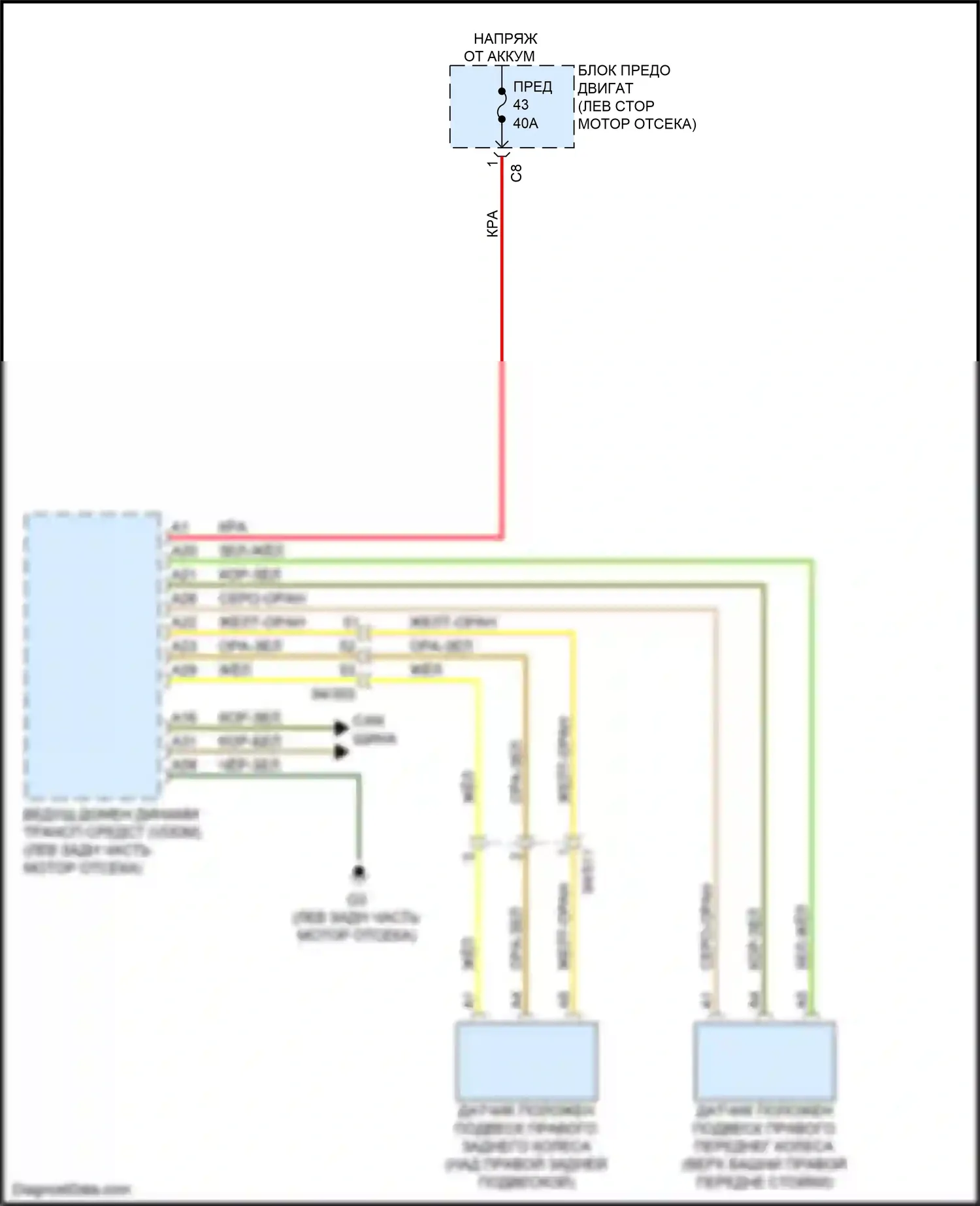 XC90 Volvo II (2014-2019): Электросхема электронной подвески, кроме гибридной 