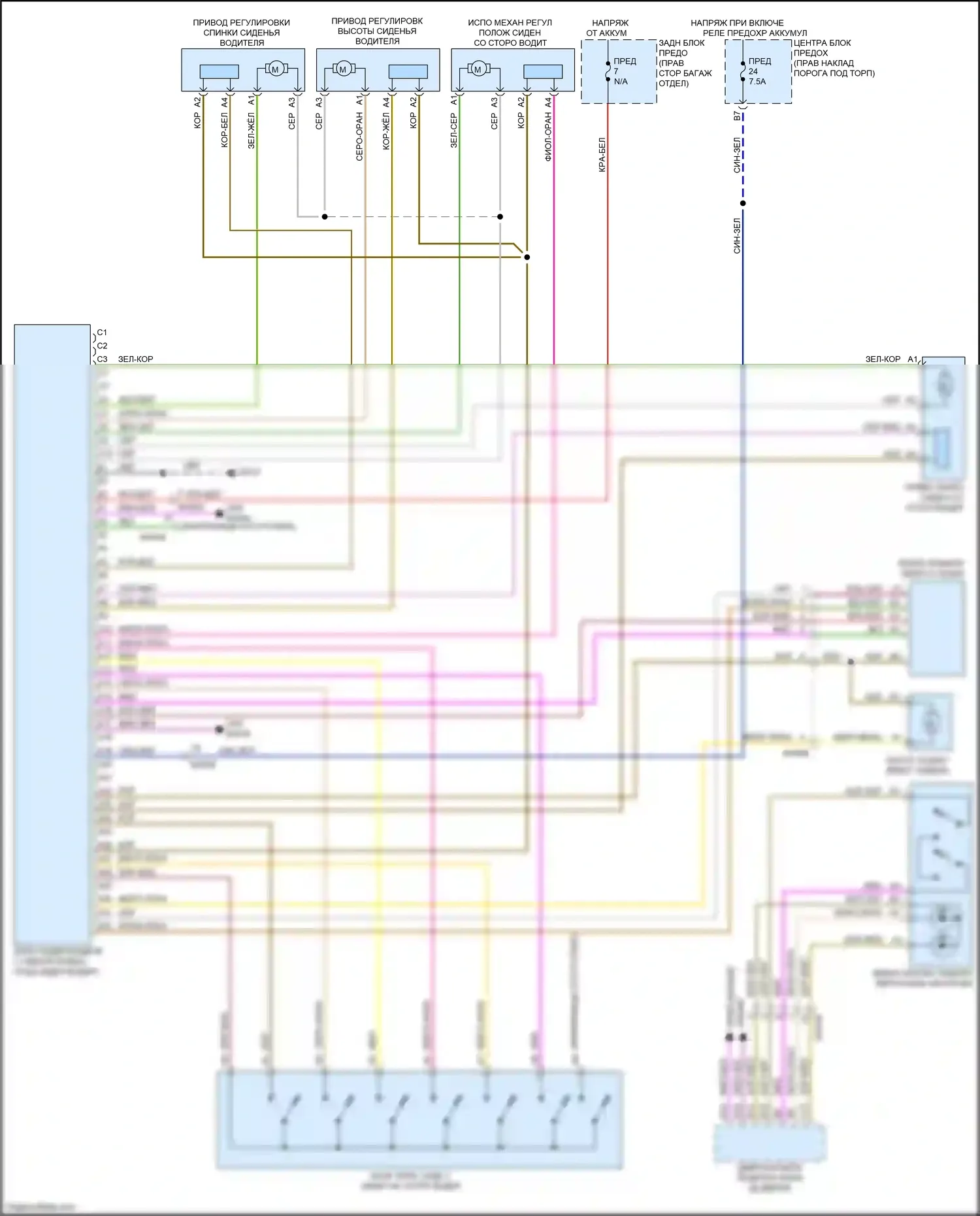 XC90 Volvo II (2014-2019): Электросхема сиденья памяти водителя, кроме гибридного 