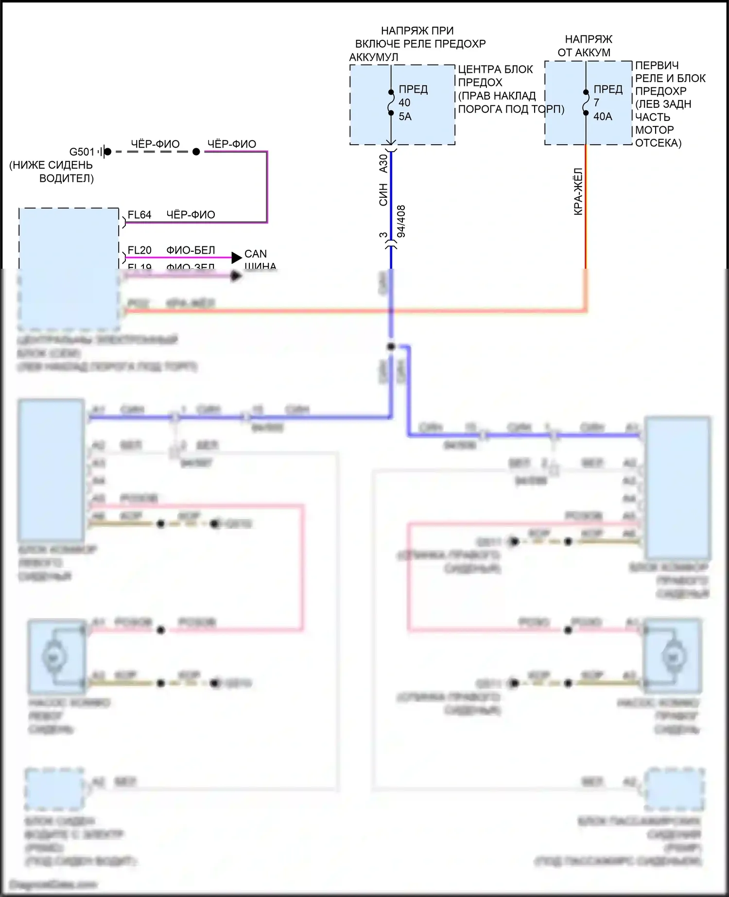 XC90 Volvo II (2014-2019): Электросхема комфортных сидений 