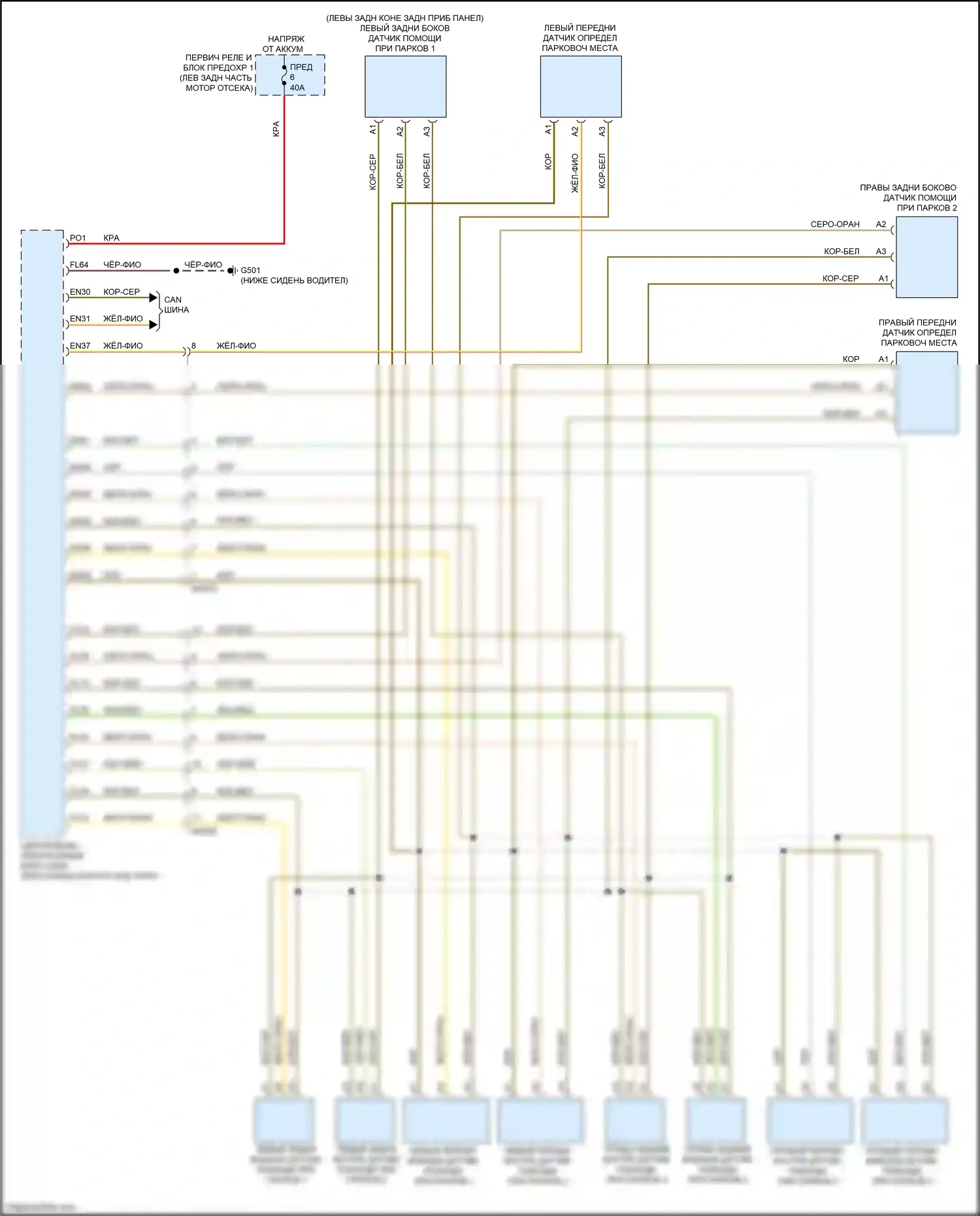 XC90 Volvo II (2014-2019): Электросхема парктроника 