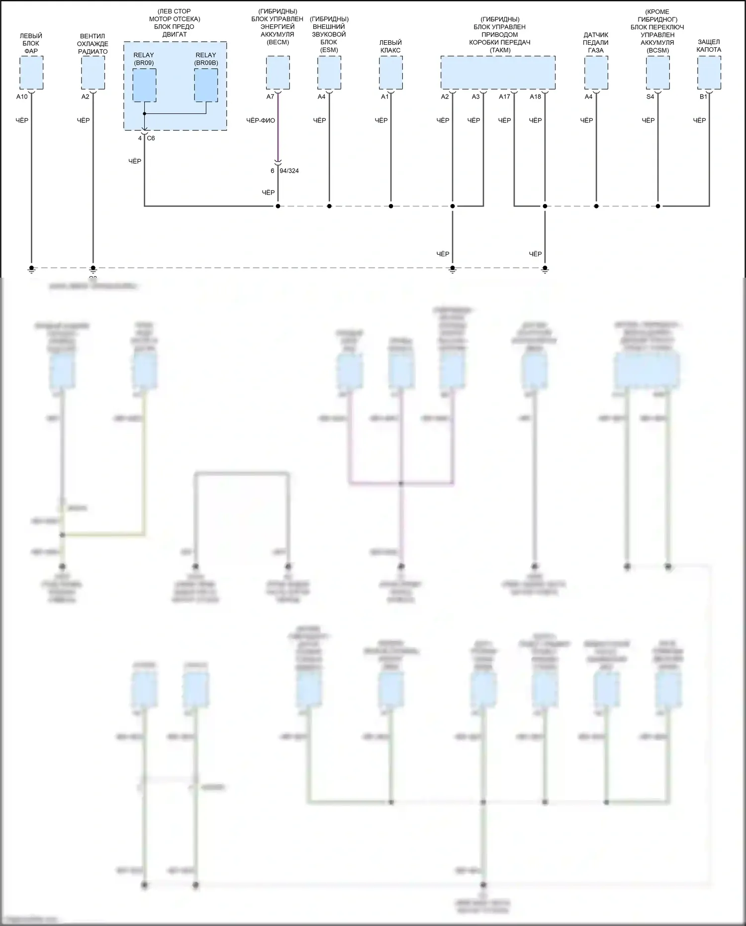 XC90 Volvo II (2014-2019): Электросхема разводки массы (1 из 6) 